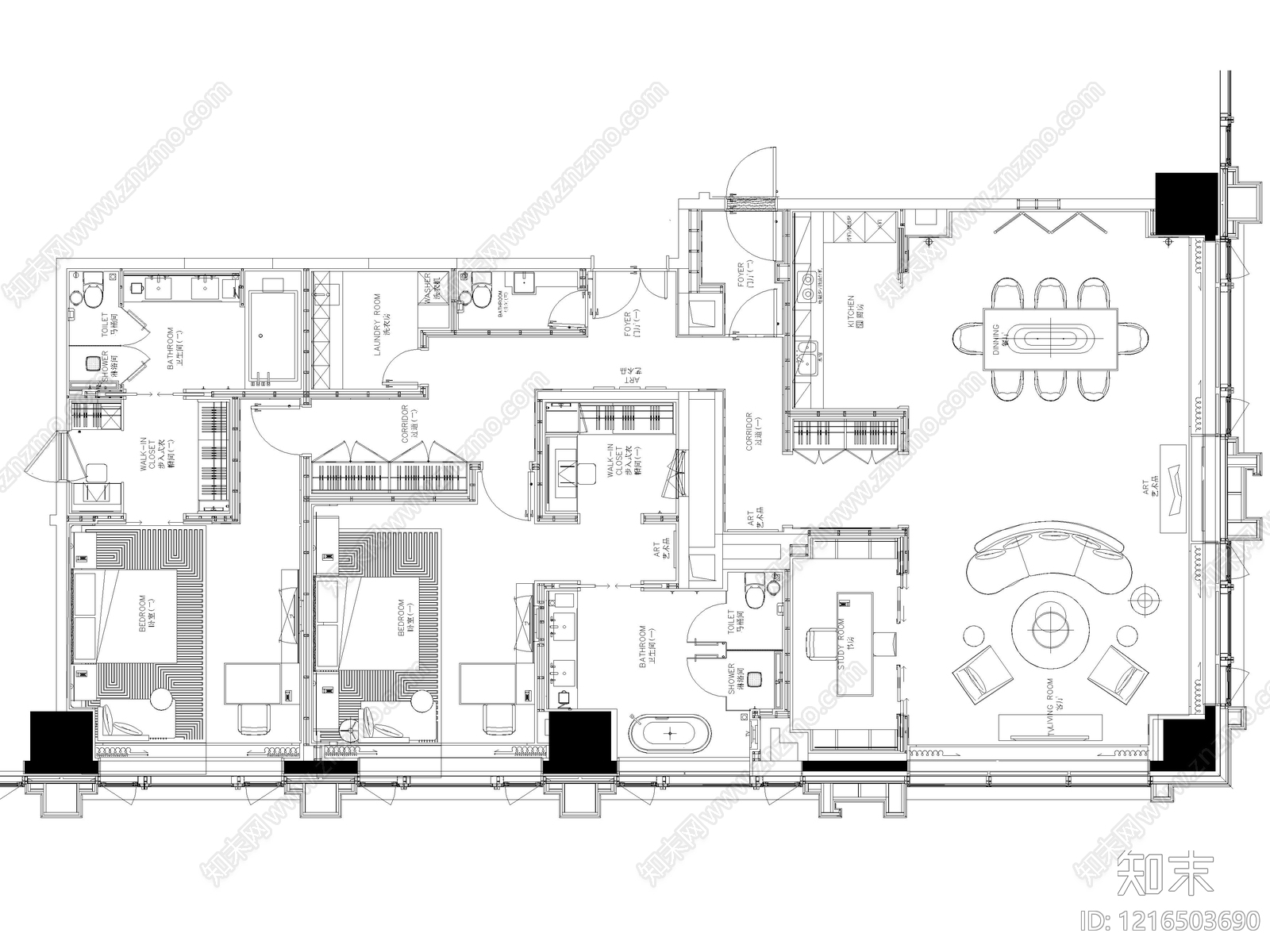 酒店cad施工图下载【ID:1216503690】