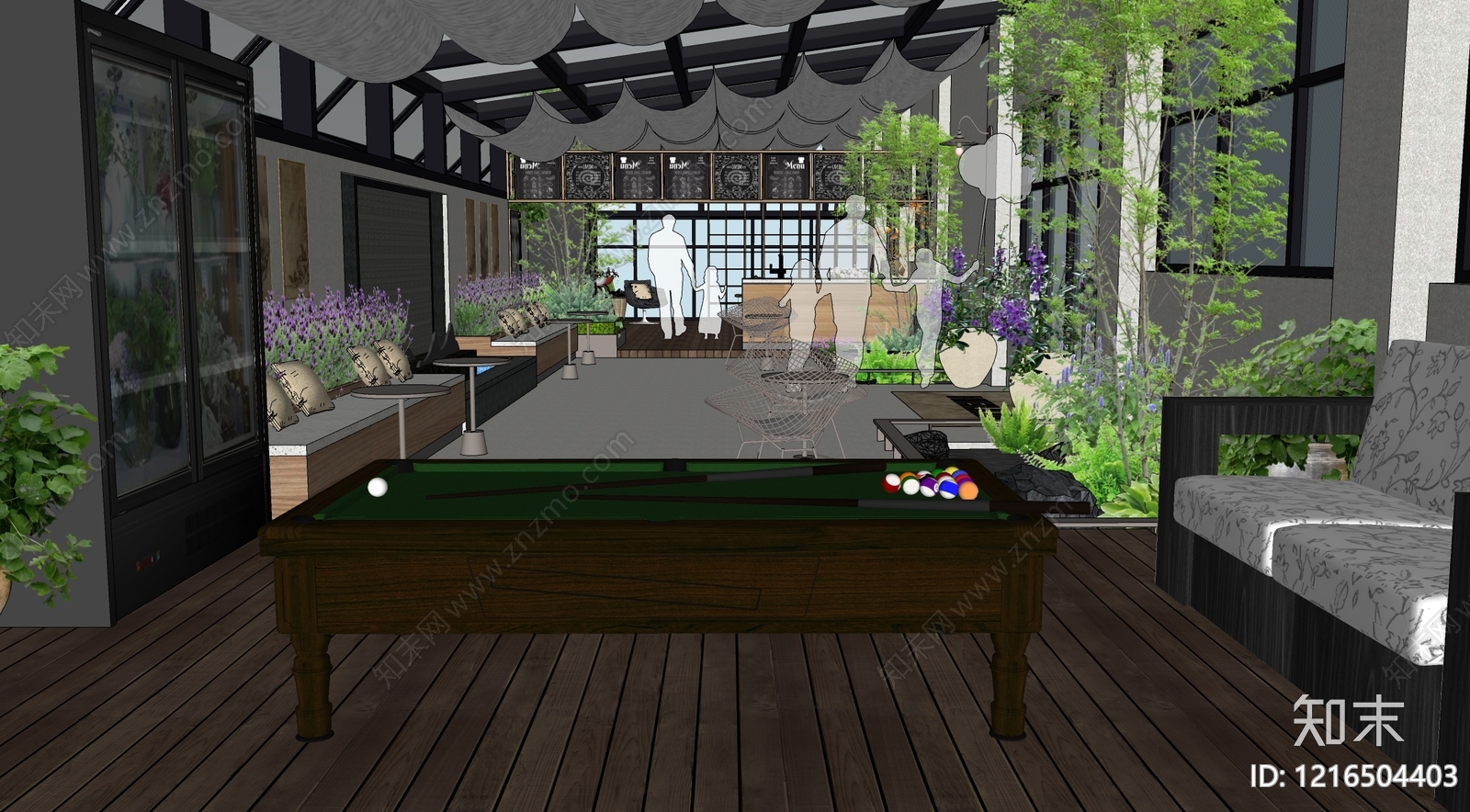 现代休闲风棋牌室SU模型下载【ID:1216504403】