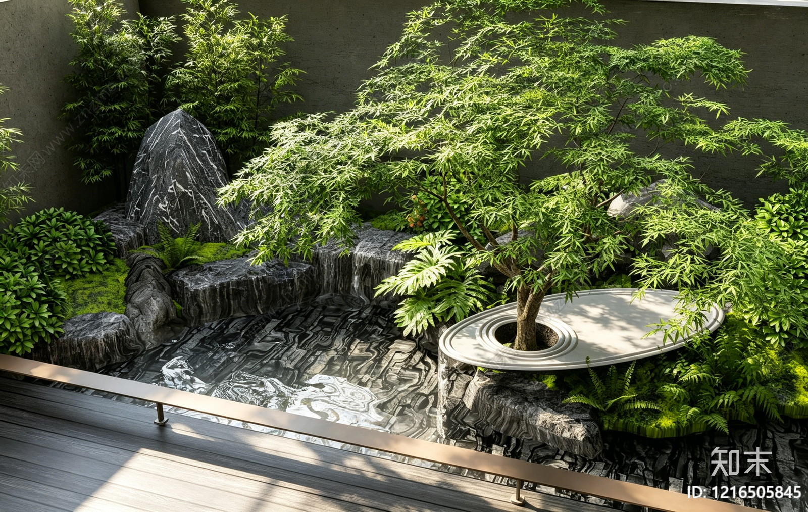 新中式景观假山水景3D模型下载【ID:1216505845】