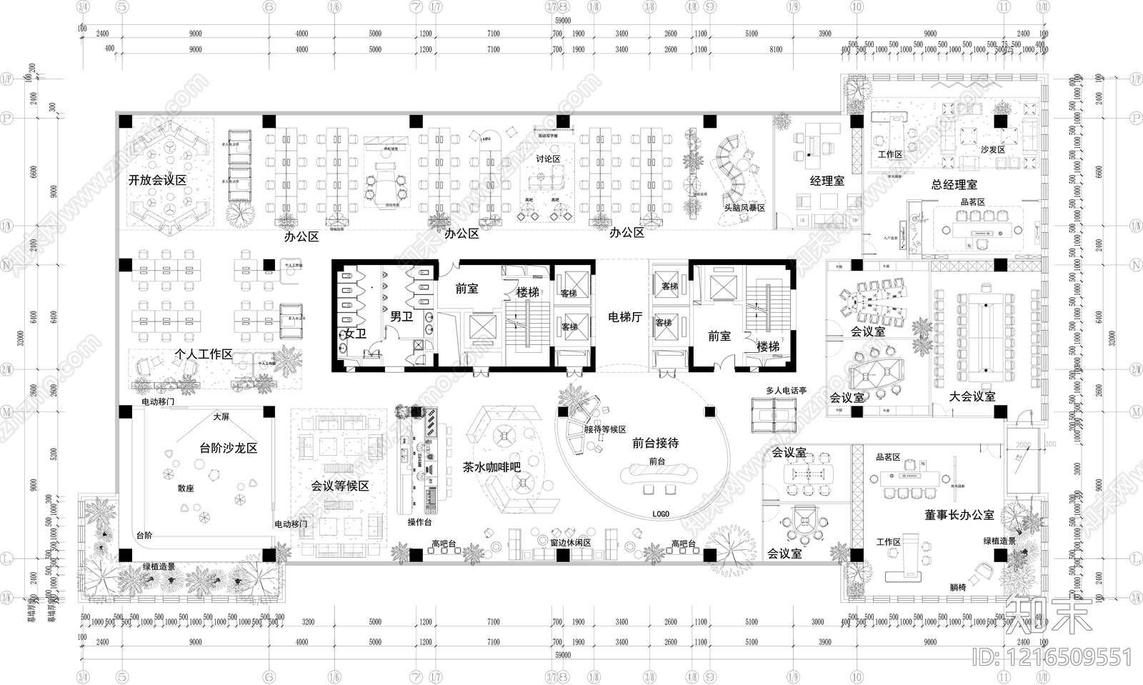 现代开放办公室施工图下载【ID:1216509551】