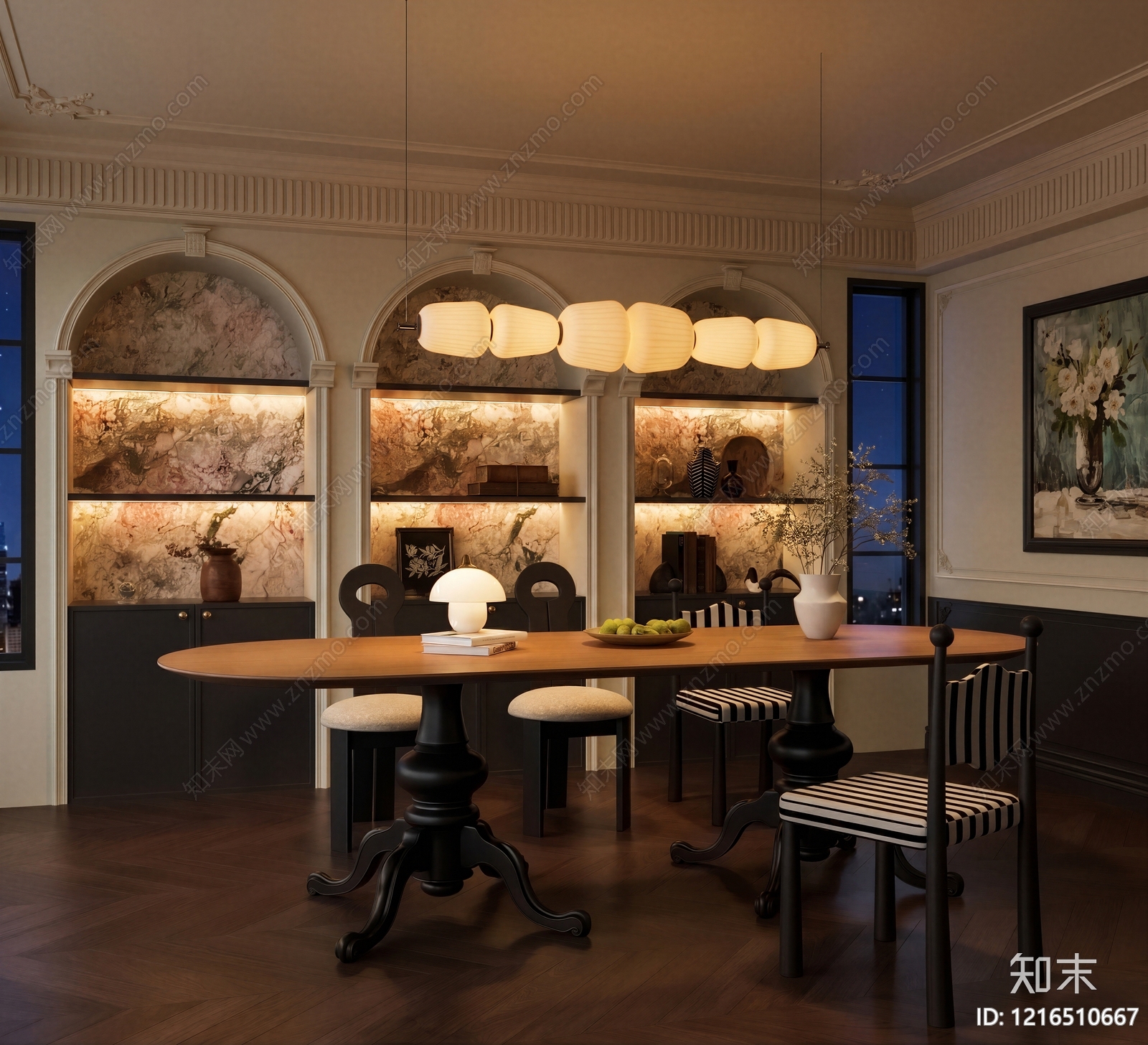 中古风家居餐厅3D模型下载【ID:1216510667】