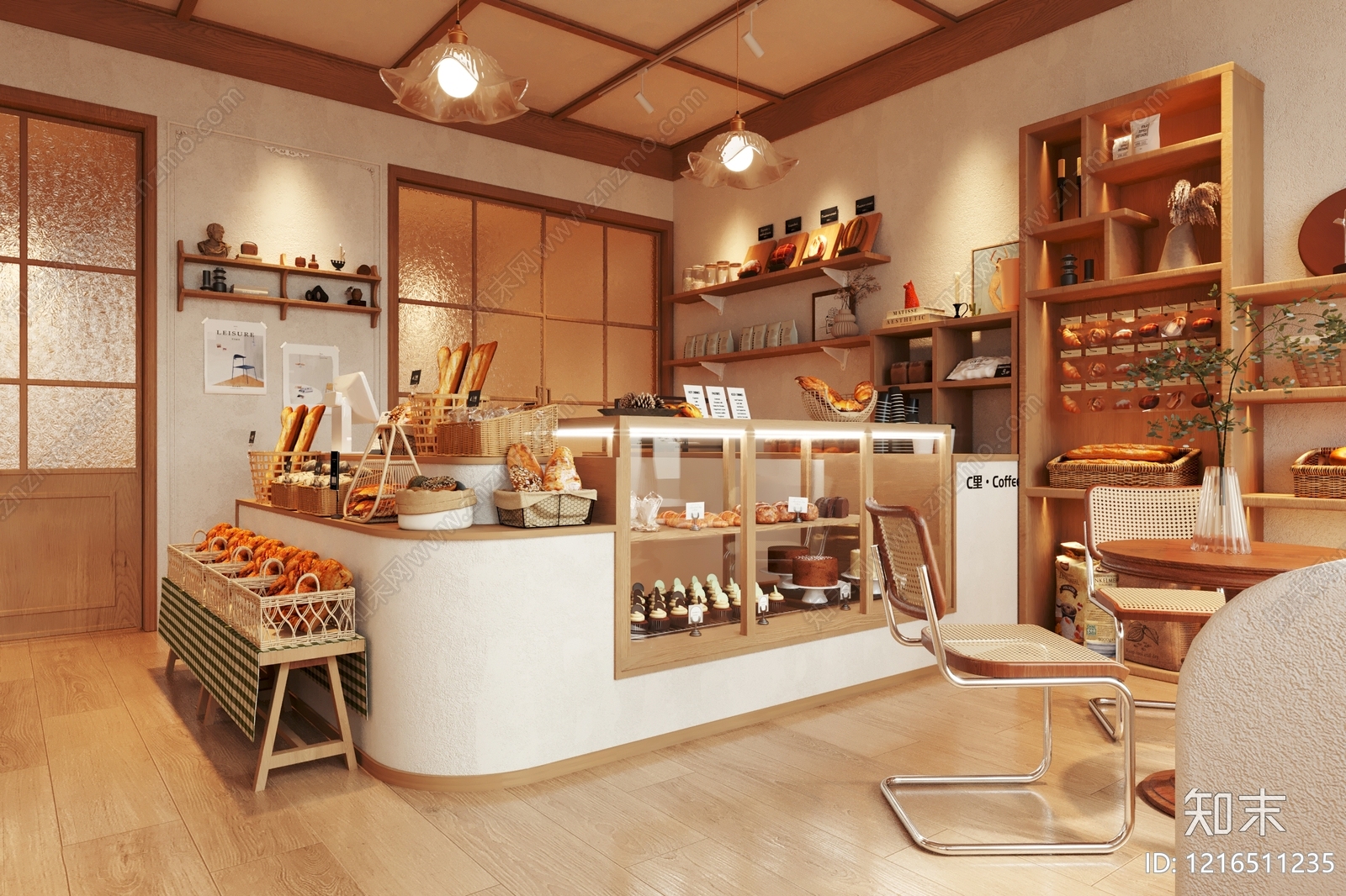 奶油风甜品面包店3D模型下载【ID:1216511235】