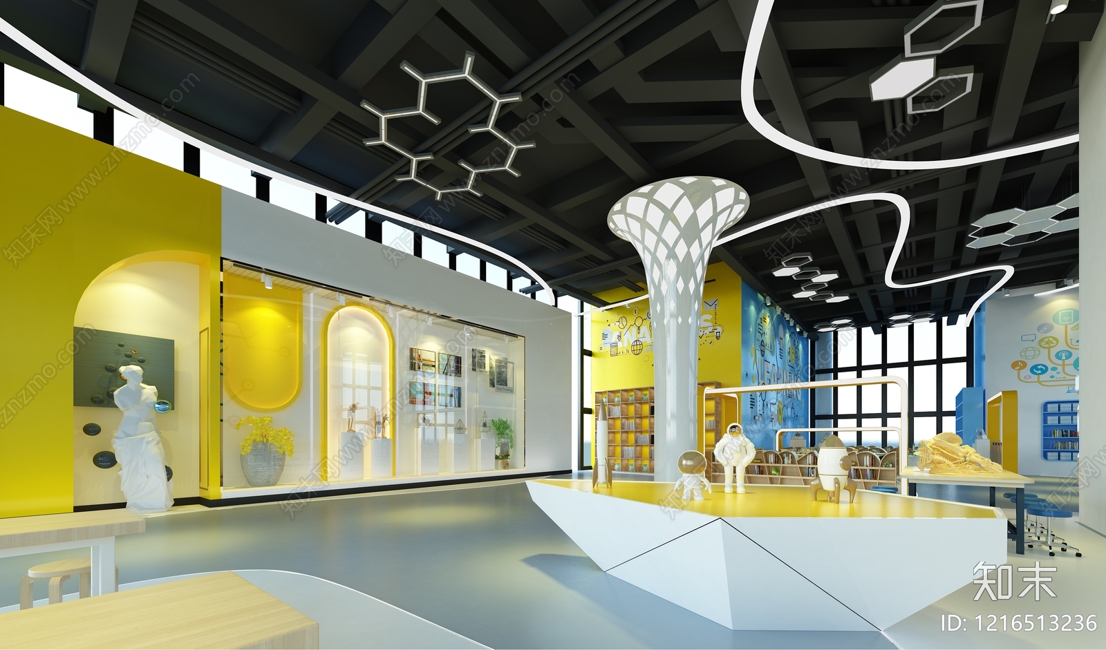 现代科技风科技展厅3D模型下载【ID:1216513236】