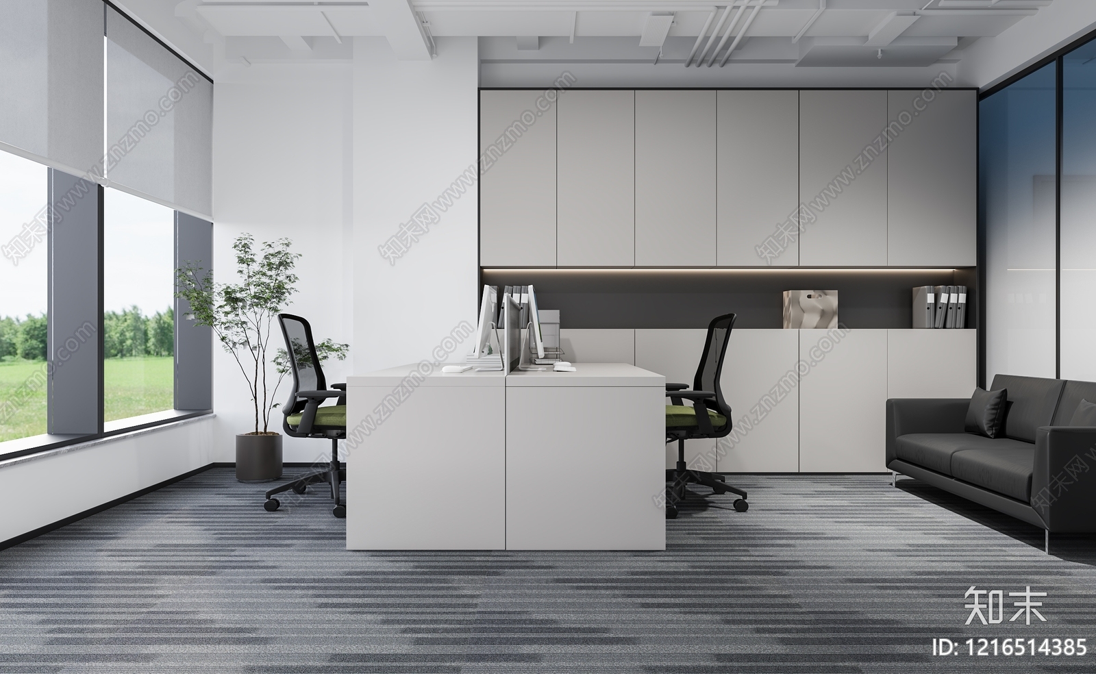 现代简约办公区3D模型下载【ID:1216514385】