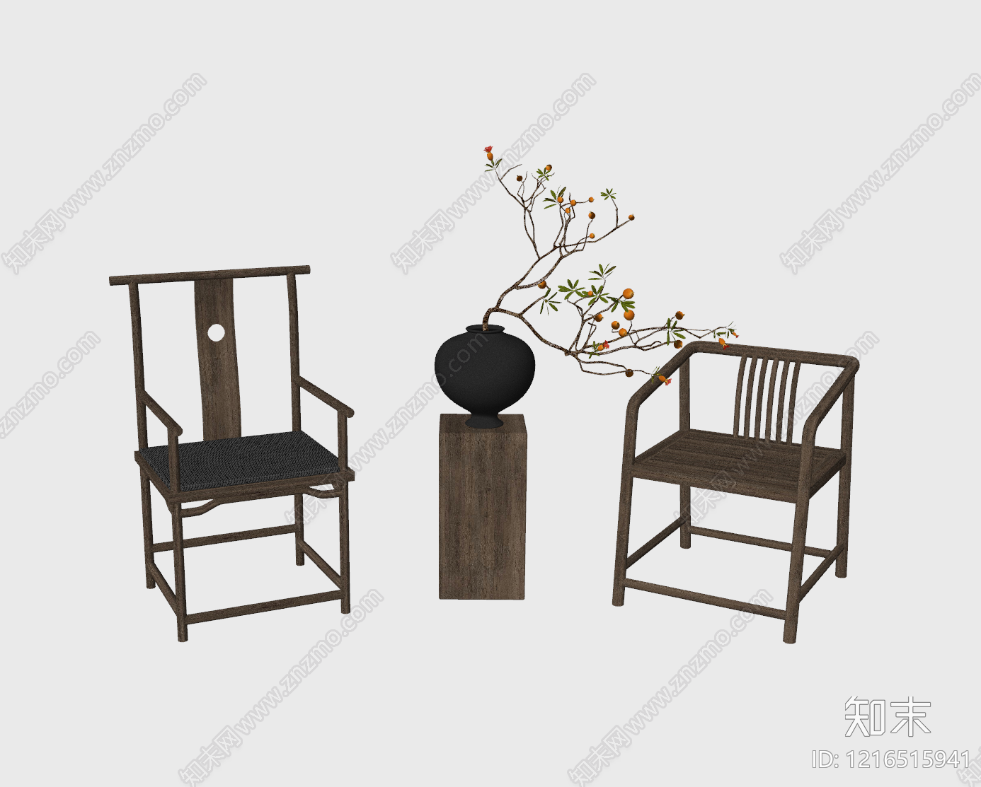 新中式休闲椅SU模型下载【ID:1216515941】