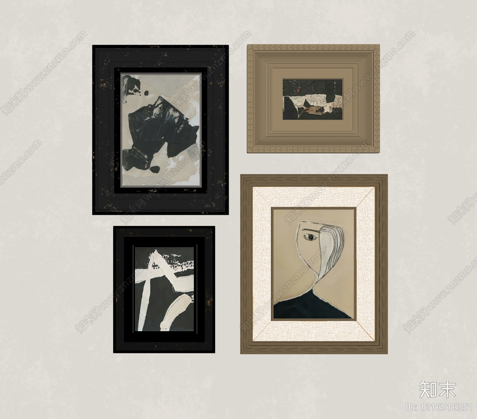 中古风挂画SU模型下载【ID:1216516351】