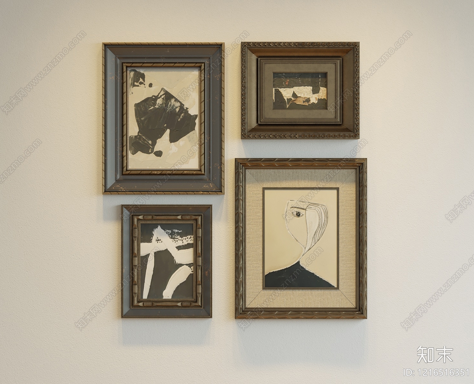 中古风挂画SU模型下载【ID:1216516351】