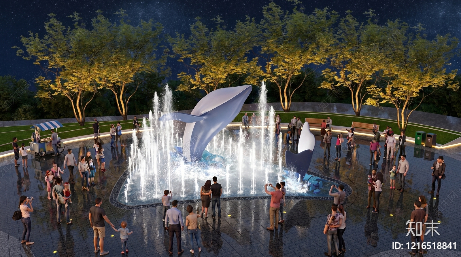 现代景观喷泉SU模型草图