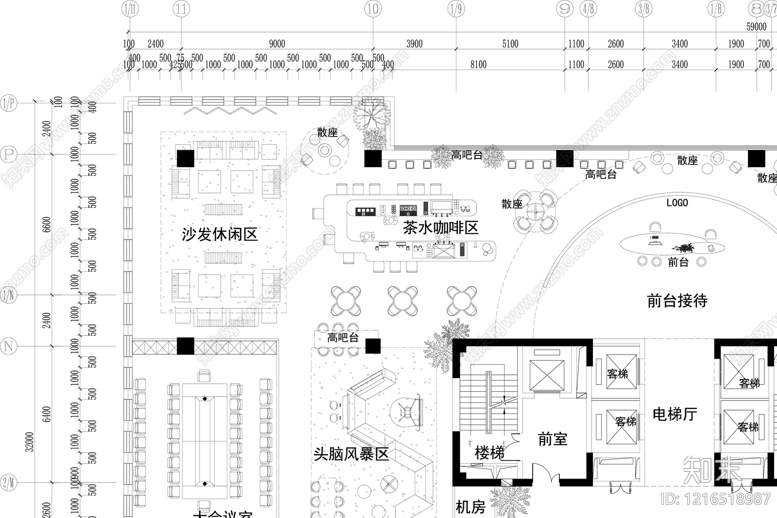 简约整体办公空间cad施工图下载【ID:1216518987】