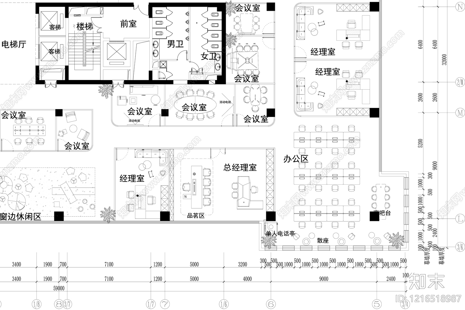 简约整体办公空间cad施工图下载【ID:1216518987】