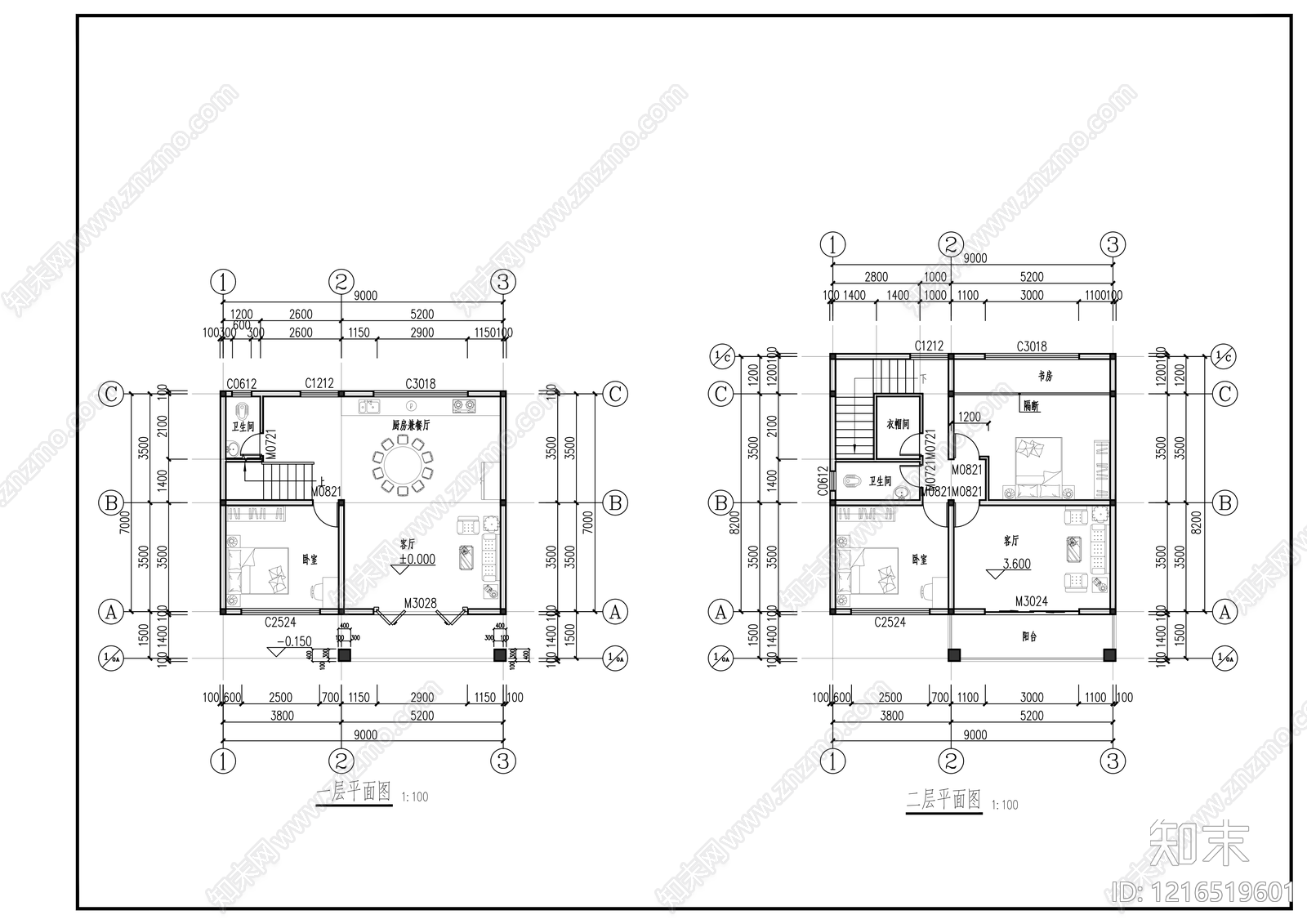 别墅建筑cad施工图下载【ID:1216519601】
