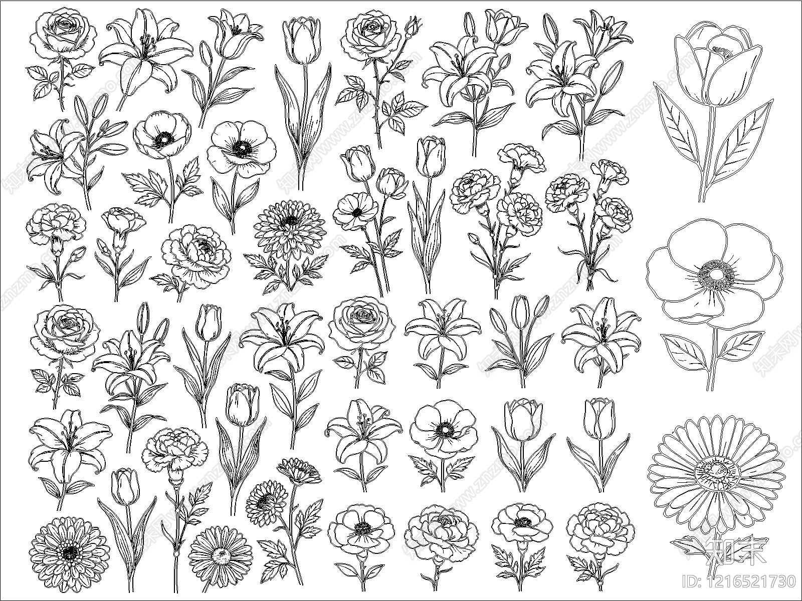 现代花施工图下载【ID:1216521730】