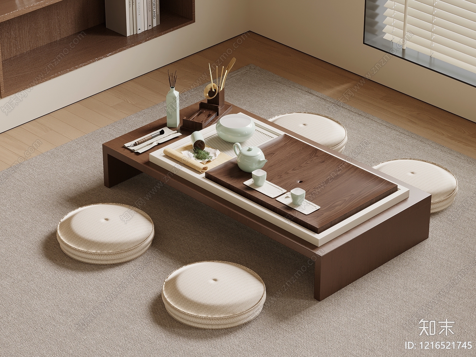 新中式茶桌椅3D模型下载【ID:1216521745】