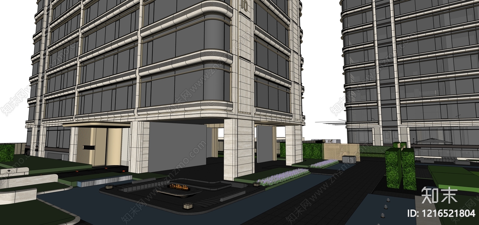 现代主义小区建筑SU模型下载【ID:1216521804】