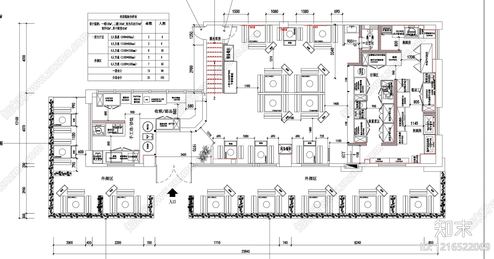 新中式中式火锅店施工图下载【ID:1216522069】