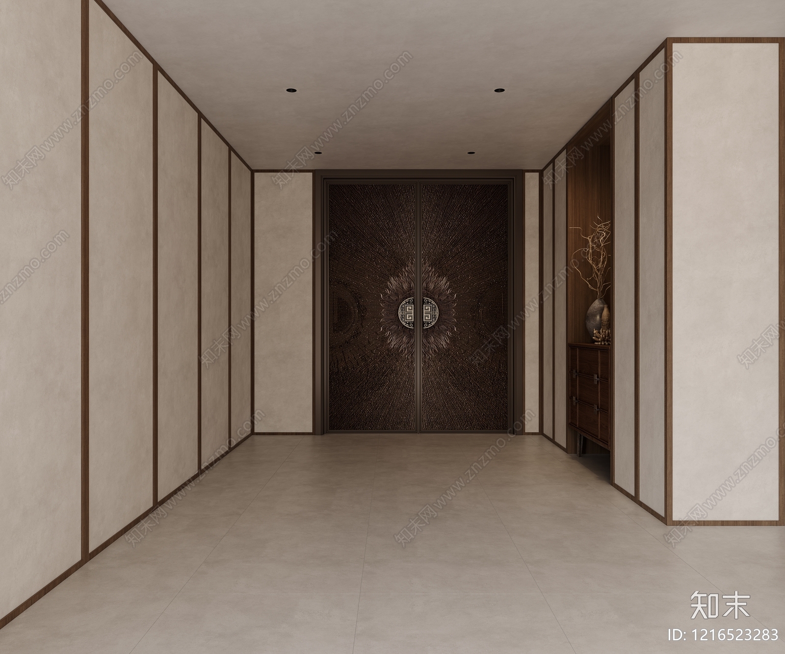 新中式玄关3D模型下载【ID:1216523283】