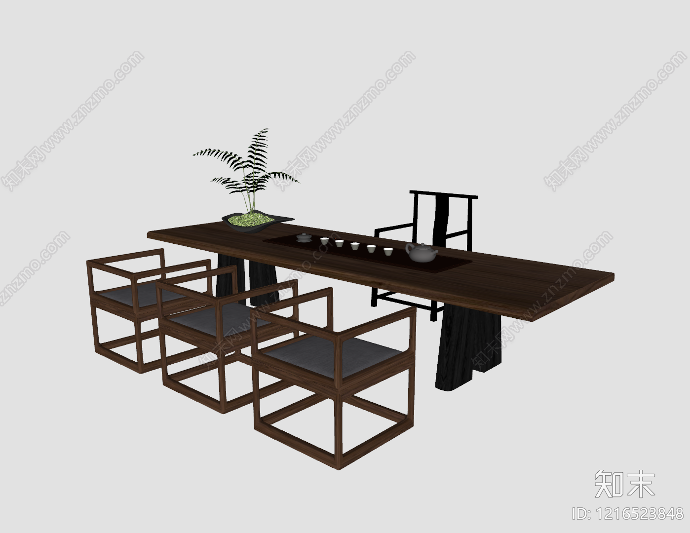新中式茶桌椅SU模型下载【ID:1216523848】