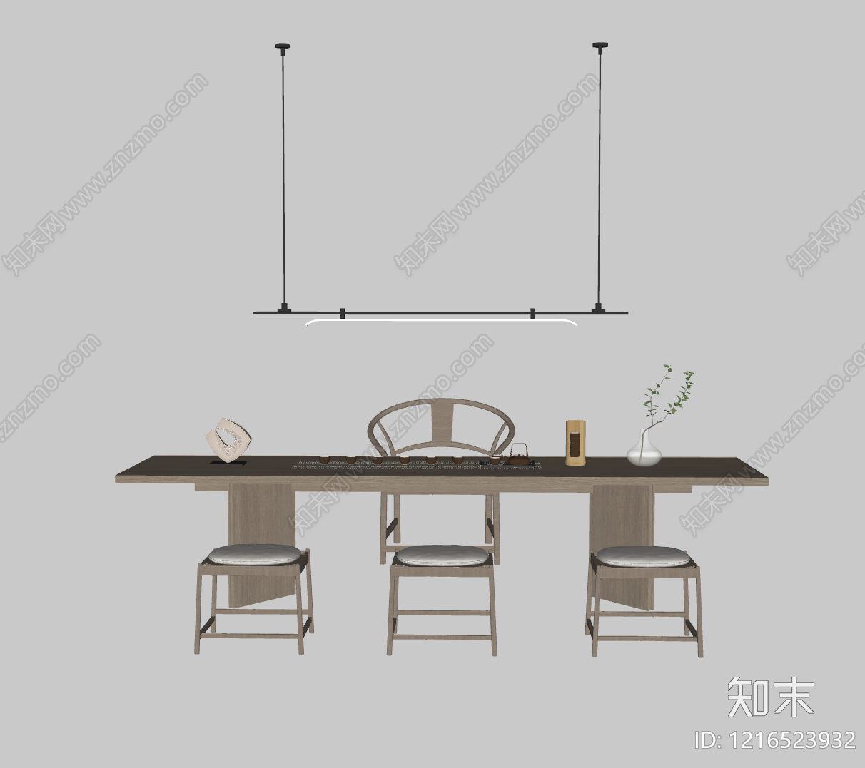 新中式茶桌椅SU模型下载【ID:1216523932】