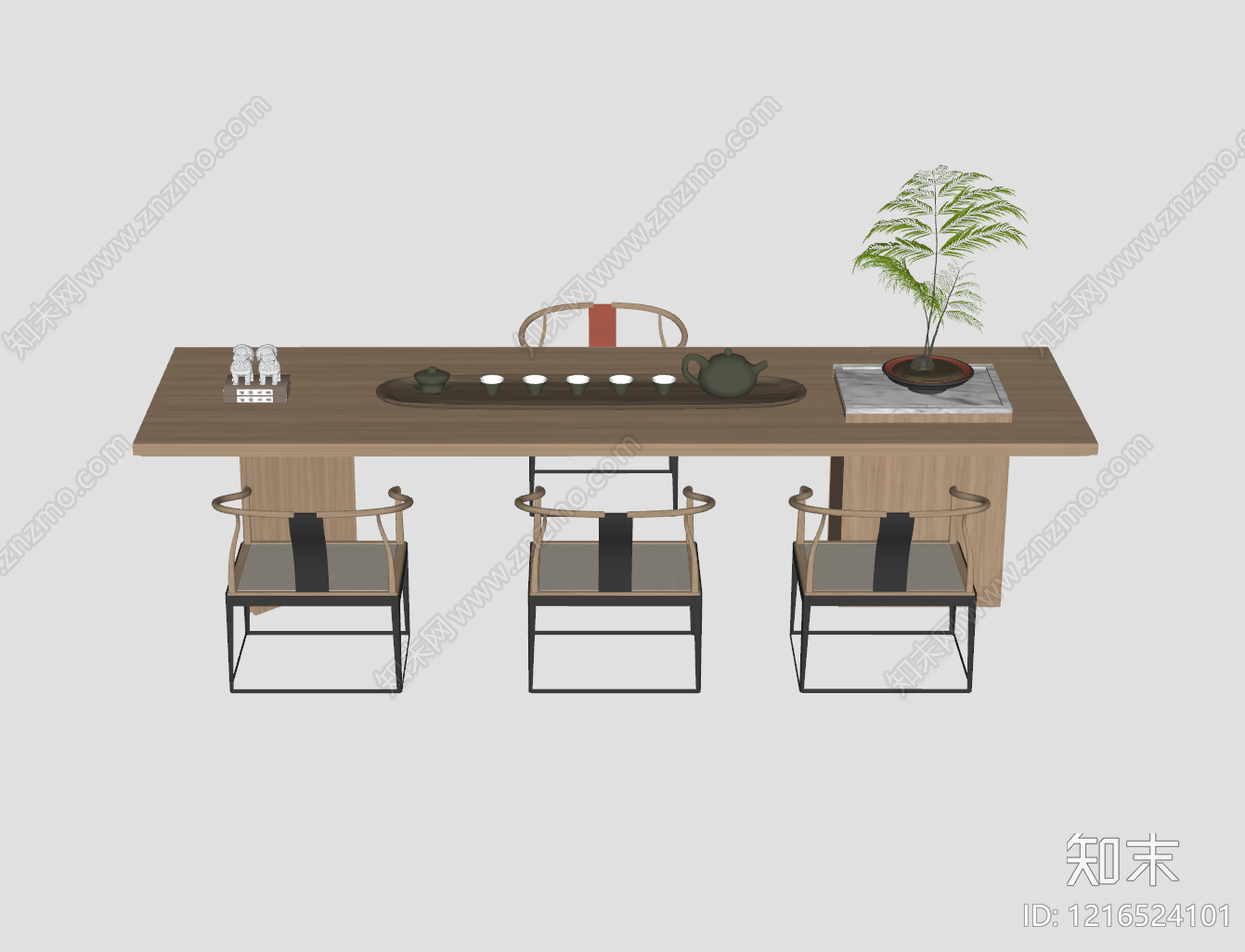 新中式茶桌椅SU模型下载【ID:1216524101】