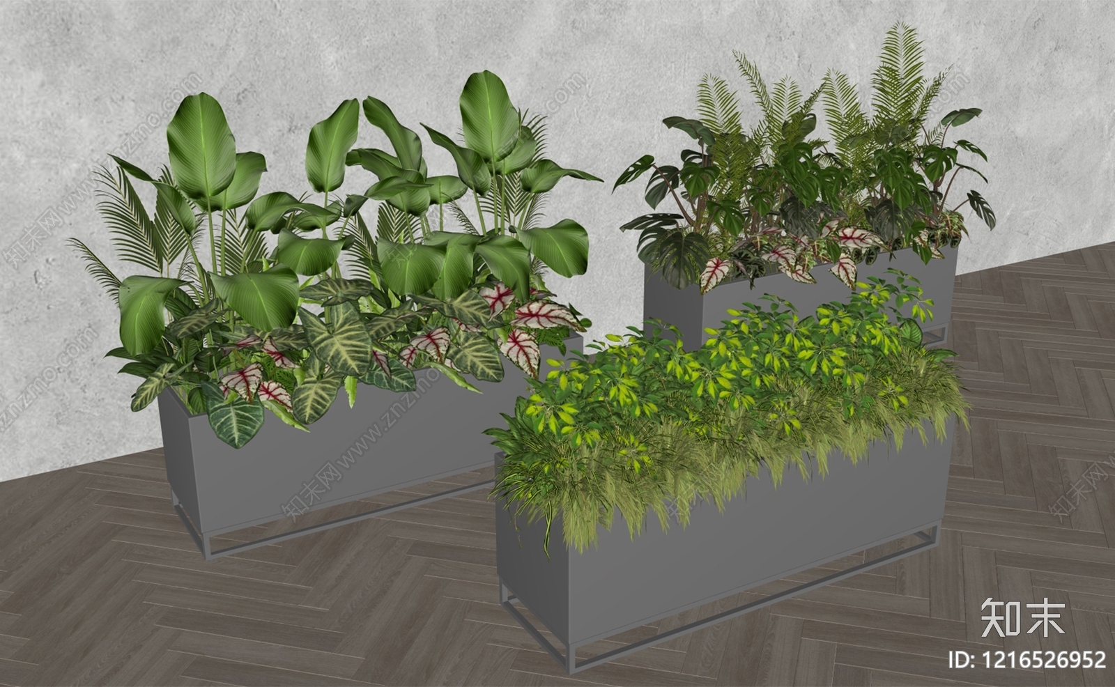 现代简约植物组合SU模型下载【ID:1216526952】