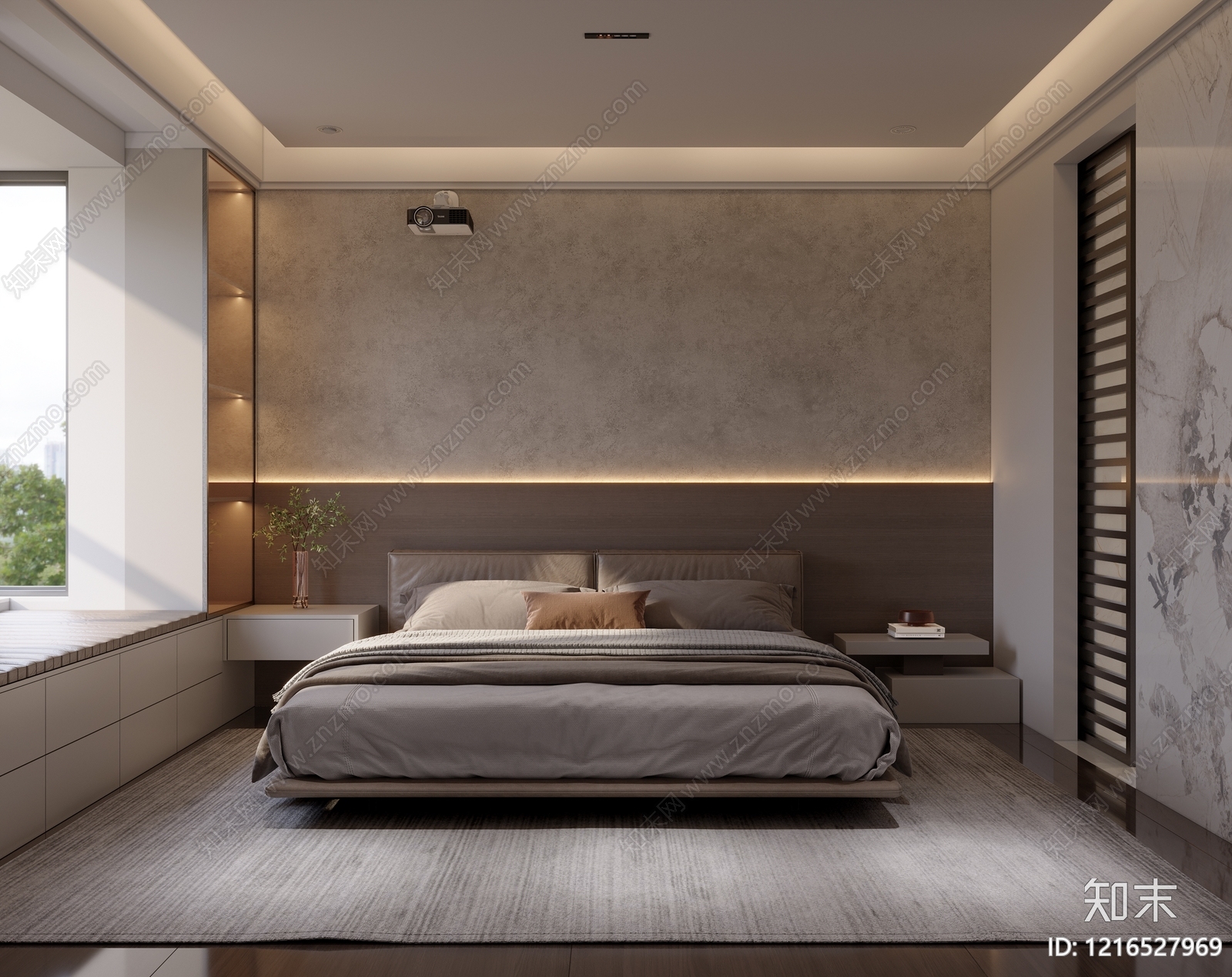 现代极简主卧3D模型下载【ID:1216527969】