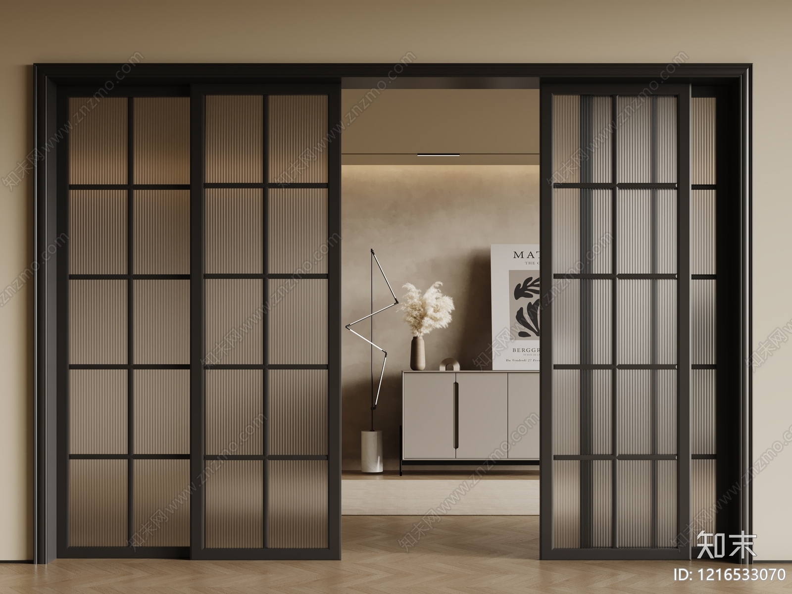 现代推拉门SU模型下载【ID:1216533070】