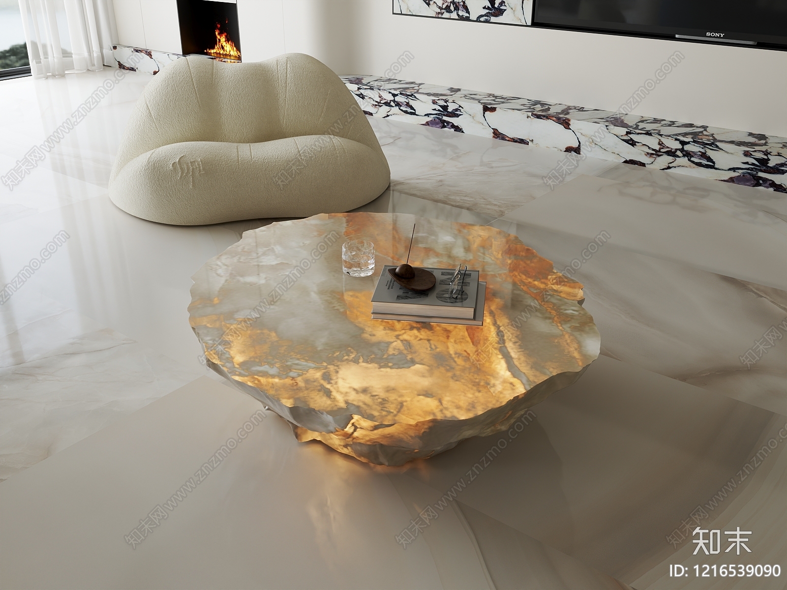 奶油风茶几3D模型下载【ID:1216539090】