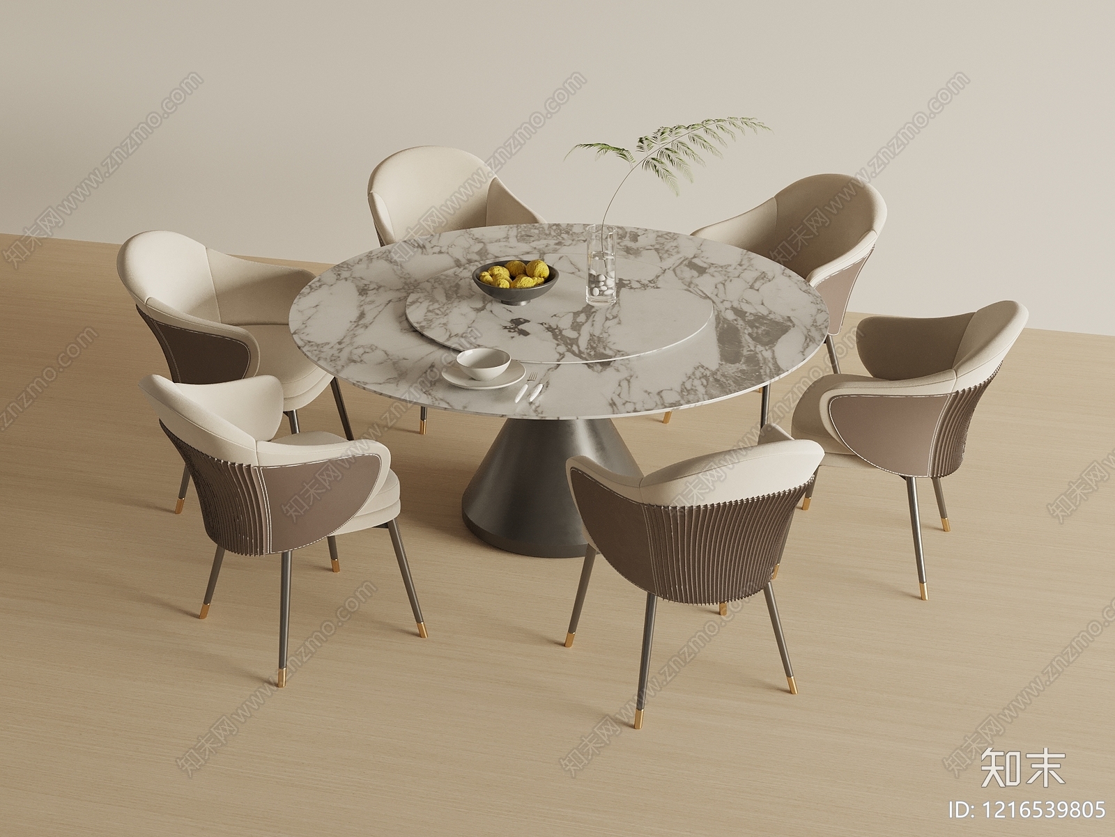 现代简约餐桌椅3D模型下载【ID:1216539805】