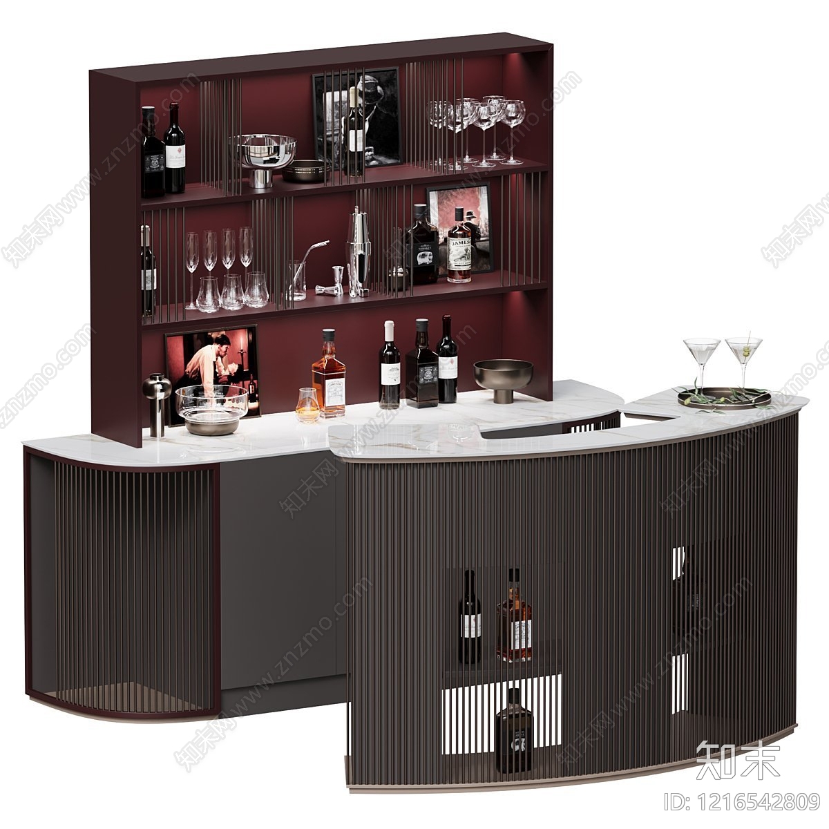 现代轻奢酒柜3D模型下载【ID:1216542809】