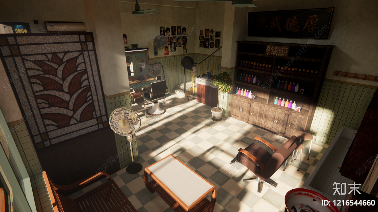 复古理发店SU模型下载【ID:1216544660】