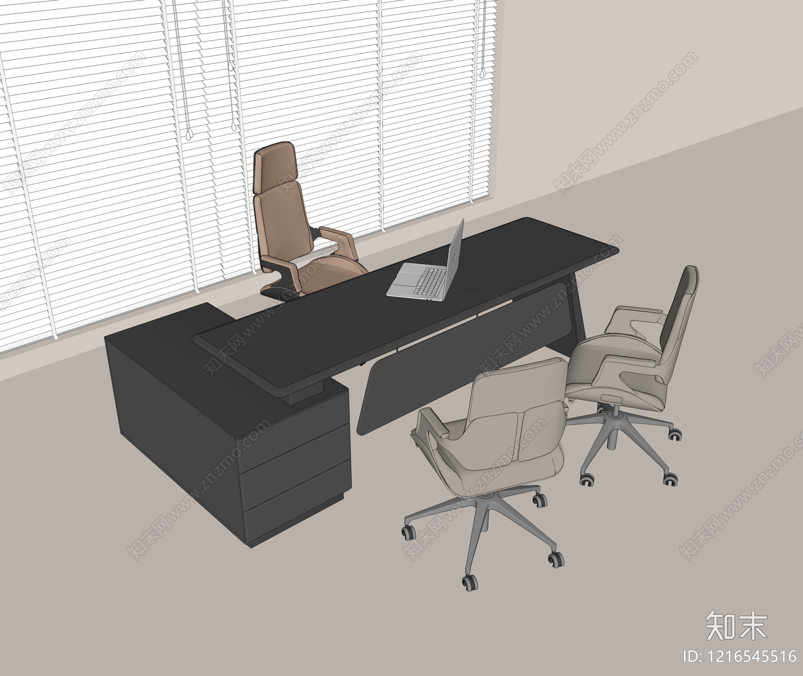极简办公桌SU模型下载【ID:1216545516】