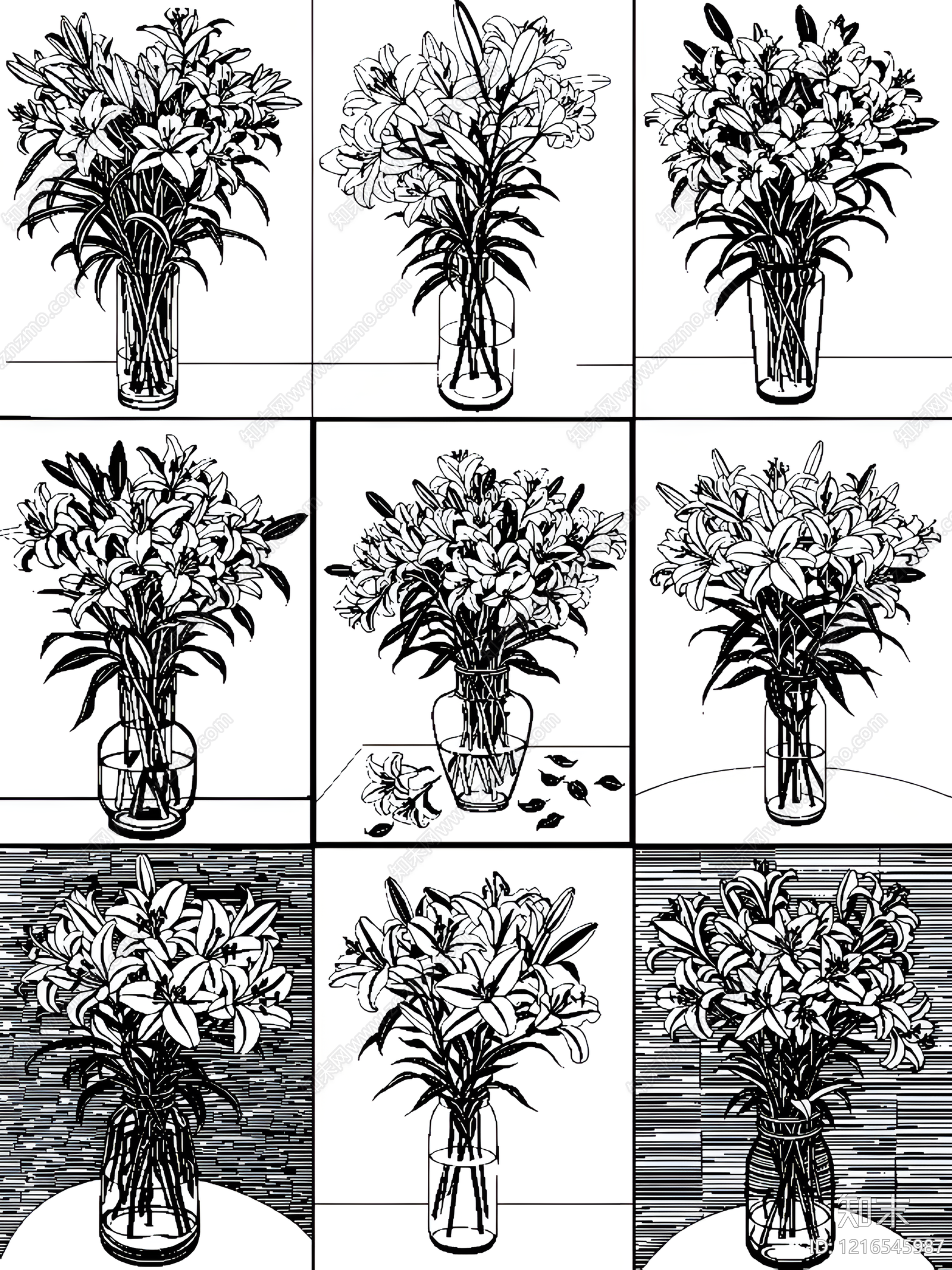 现代花施工图下载【ID:1216545987】