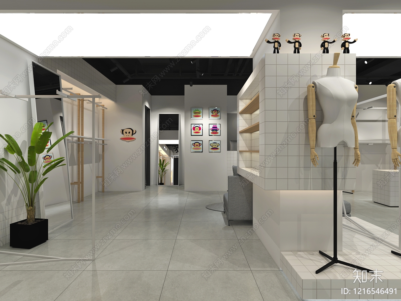 现代简约服装店3D模型下载【ID:1216546491】
