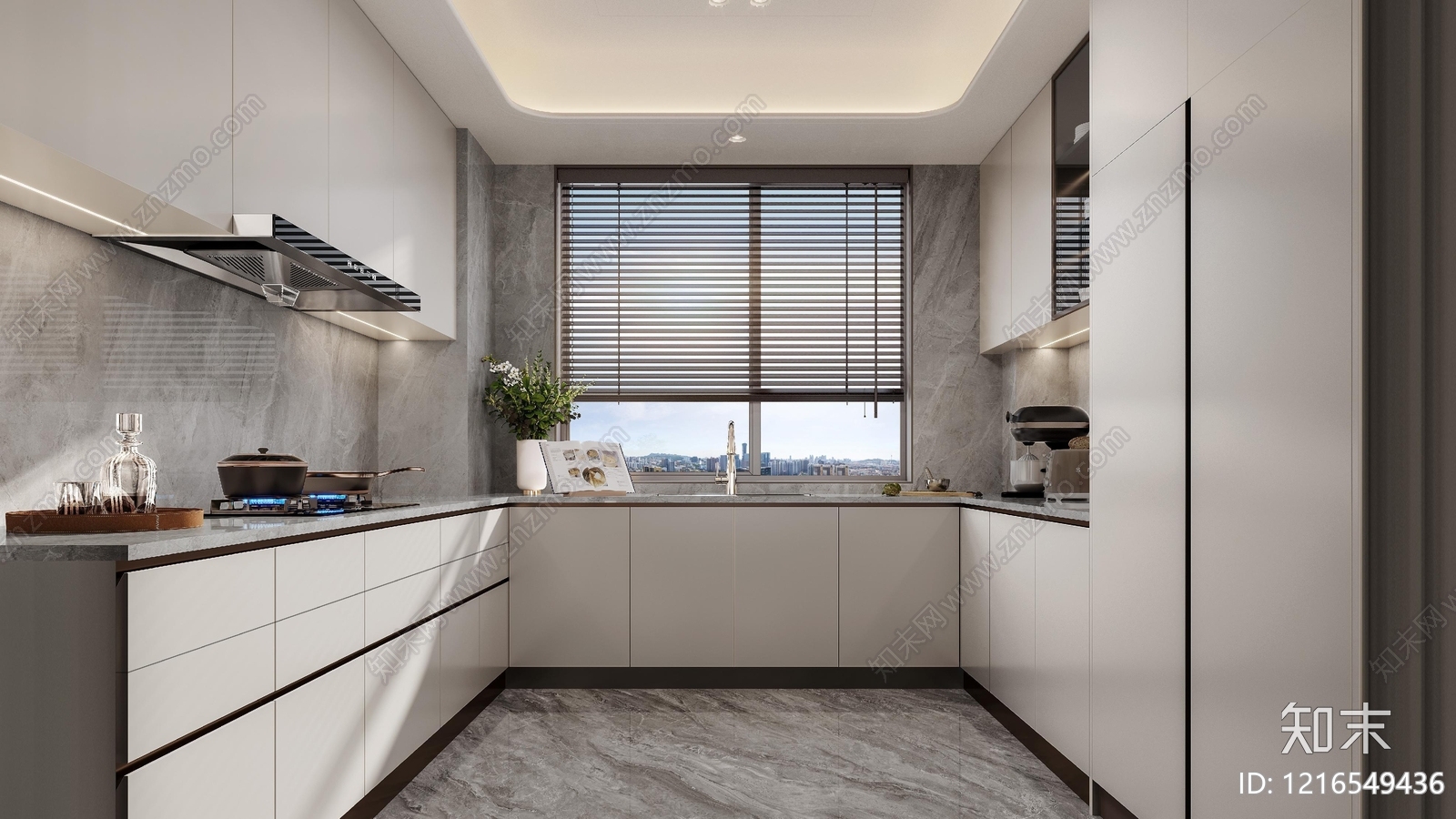 现代厨房施工图下载【ID:1216549436】