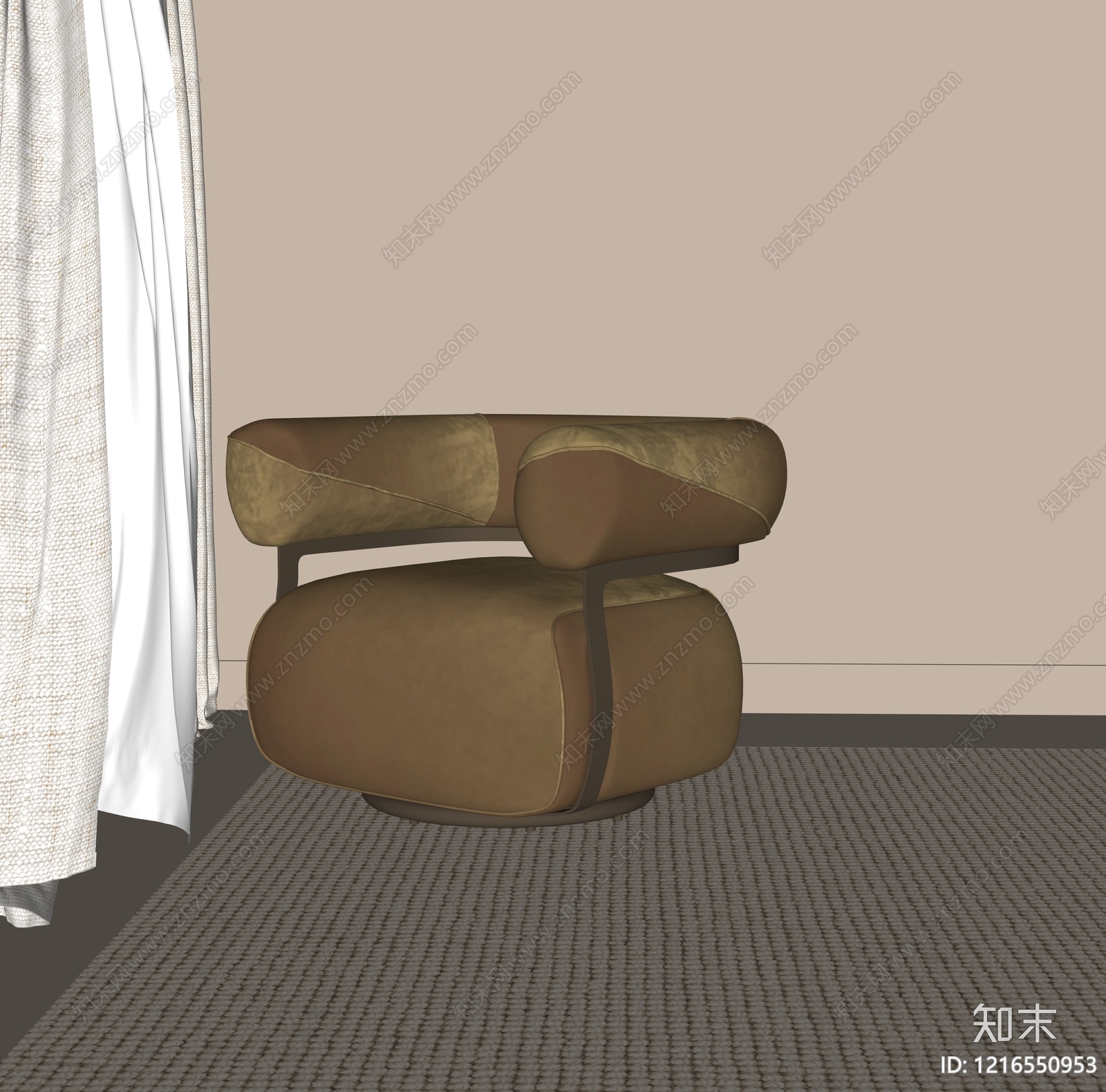 现代单人沙发SU模型下载【ID:1216550953】