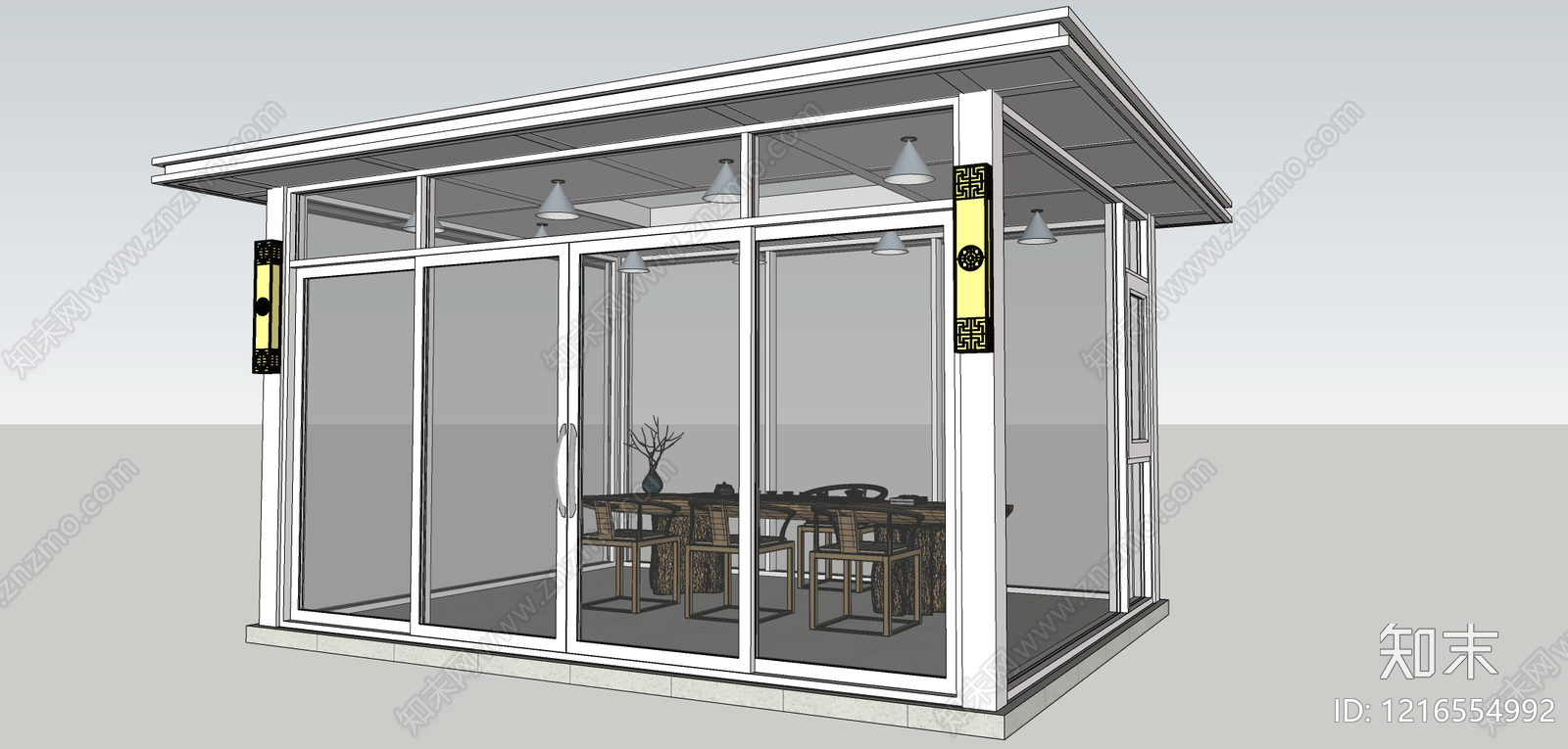新中式小公建SU模型下载【ID:1216554992】
