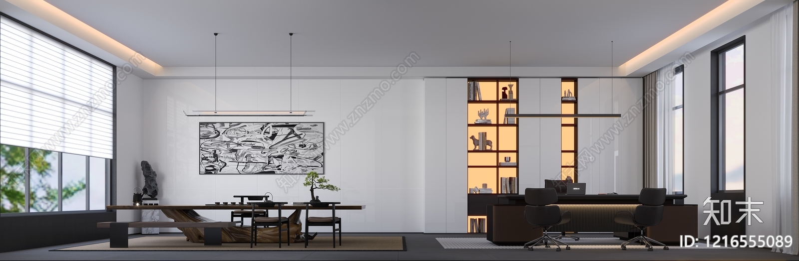 现代简约办公室3D模型下载【ID:1216555089】