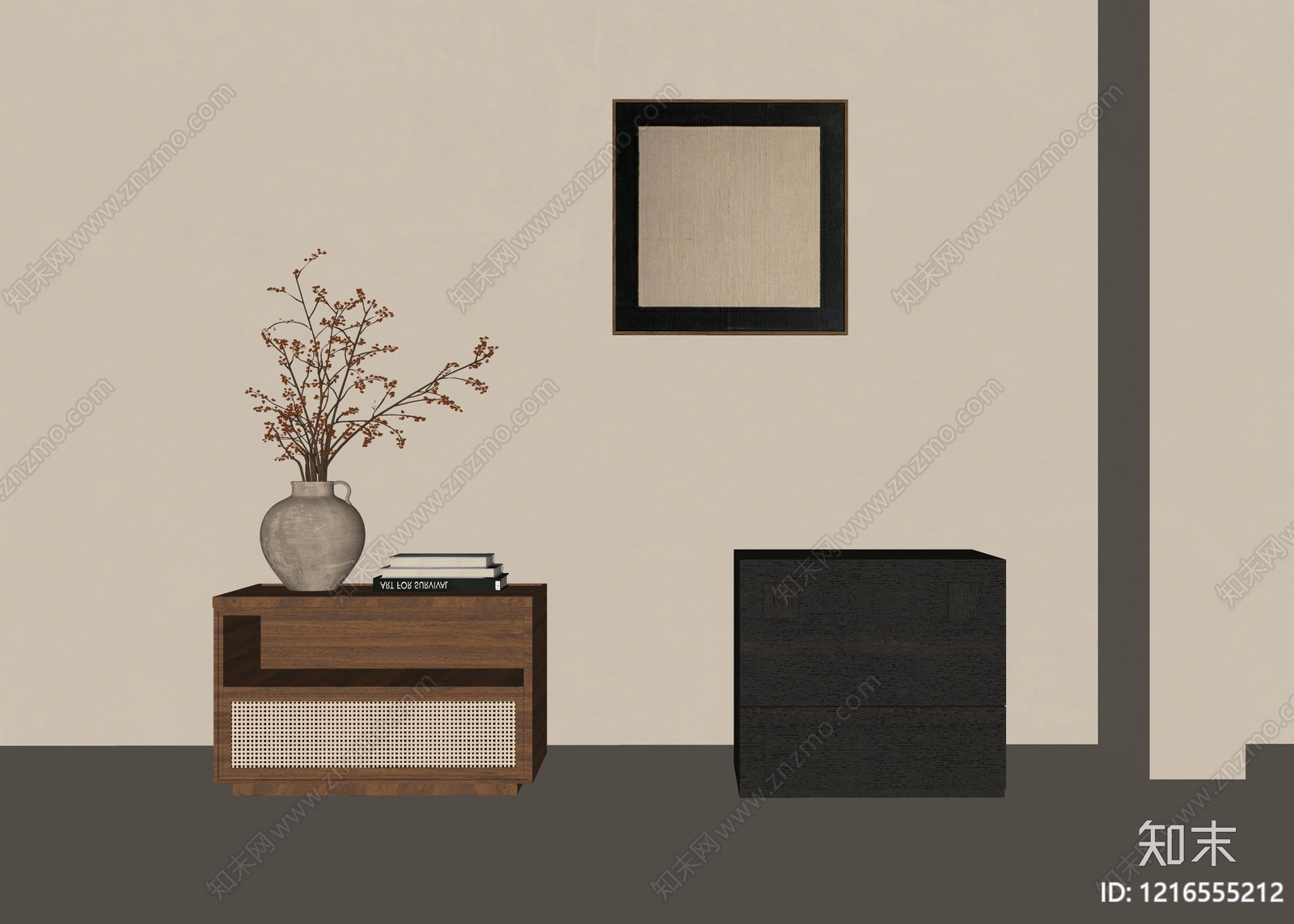 中古风床头柜SU模型下载【ID:1216555212】