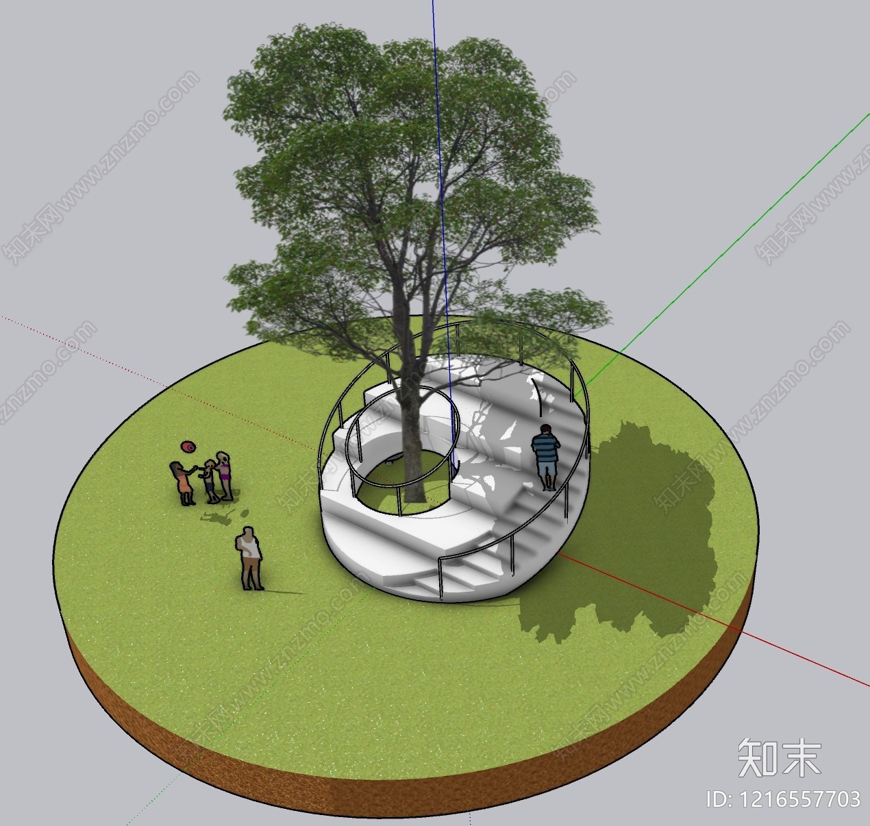 现代主义台阶景观SU模型下载【ID:1216557703】
