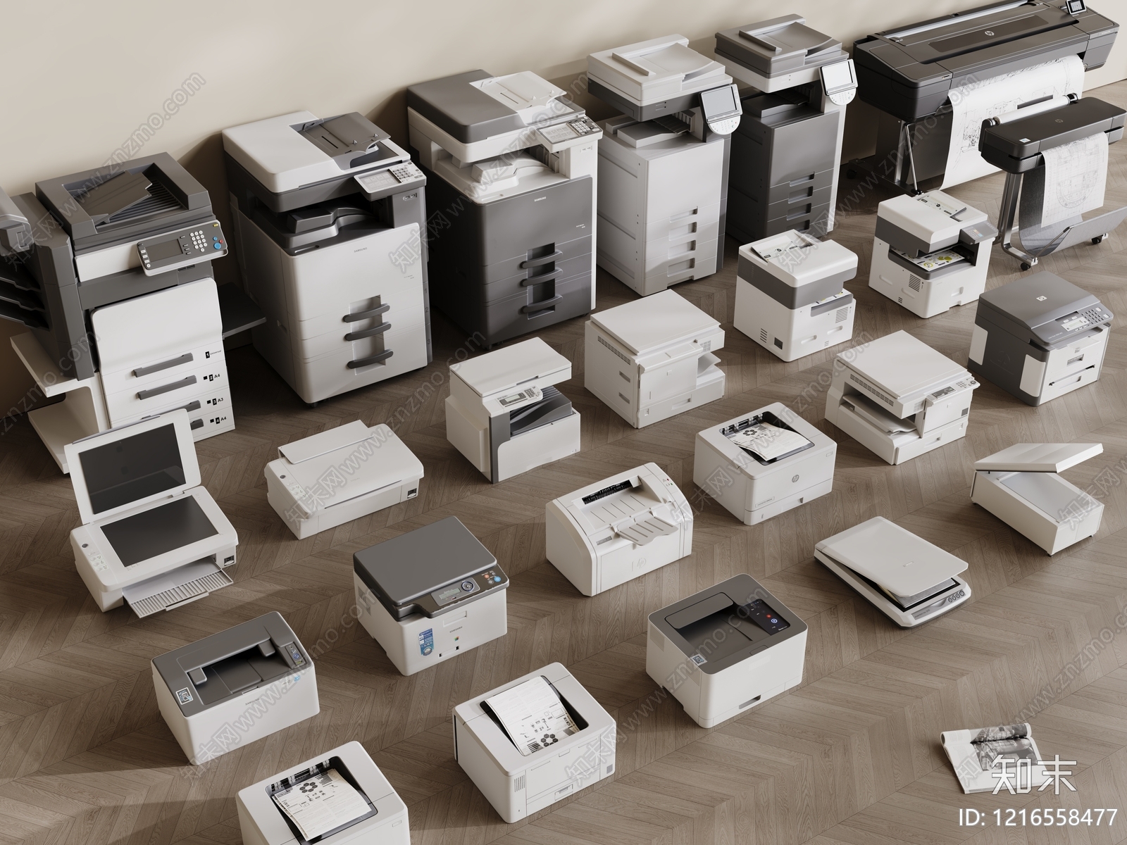 现代简约打印机3D模型渲染效果图