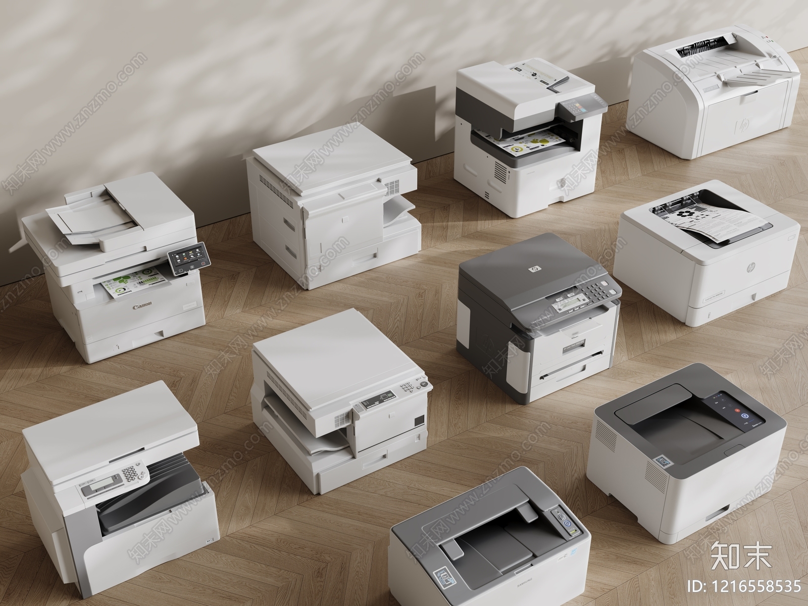 现代简约打印机3D模型渲染效果图