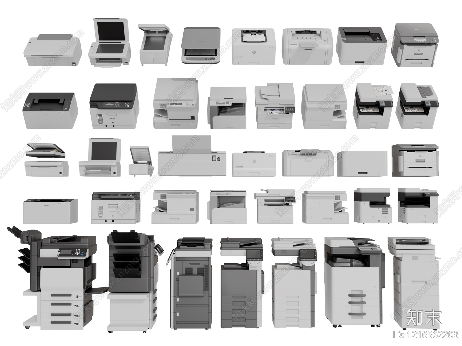 现代简约打印机3D模型渲染效果图