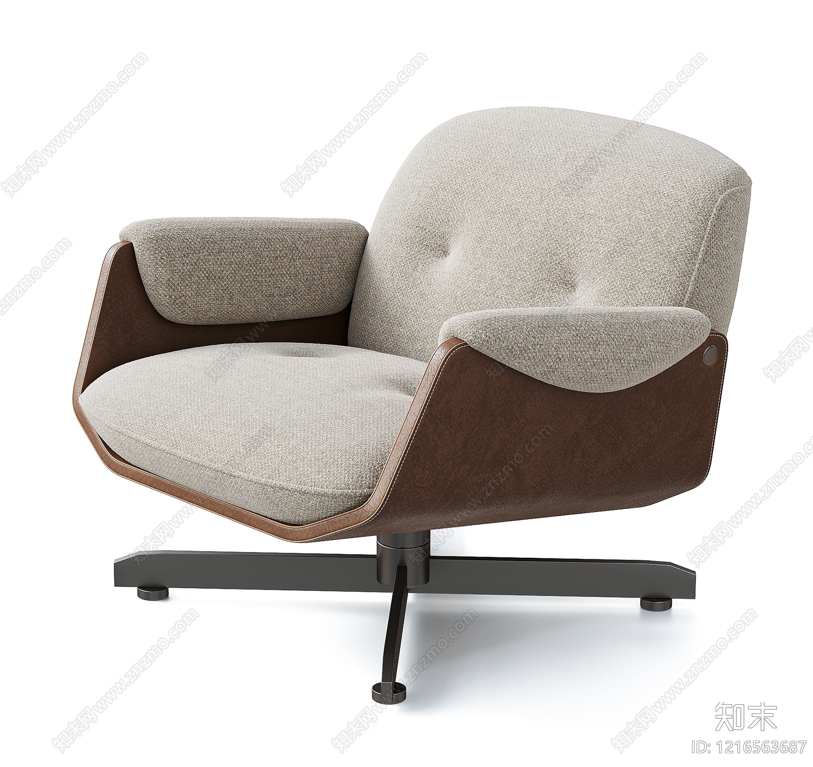 现代简约单人沙发3D模型下载【ID:1216563687】