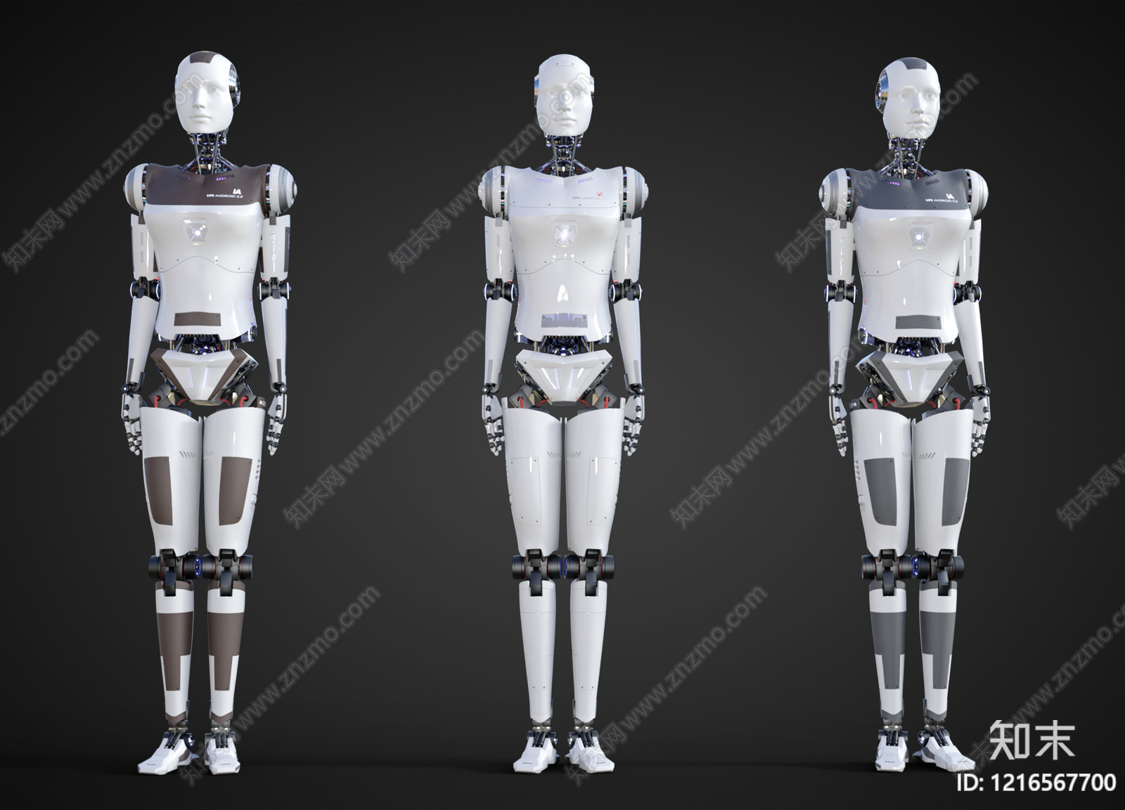 极简主义智能导购机器人3D模型渲染效果图