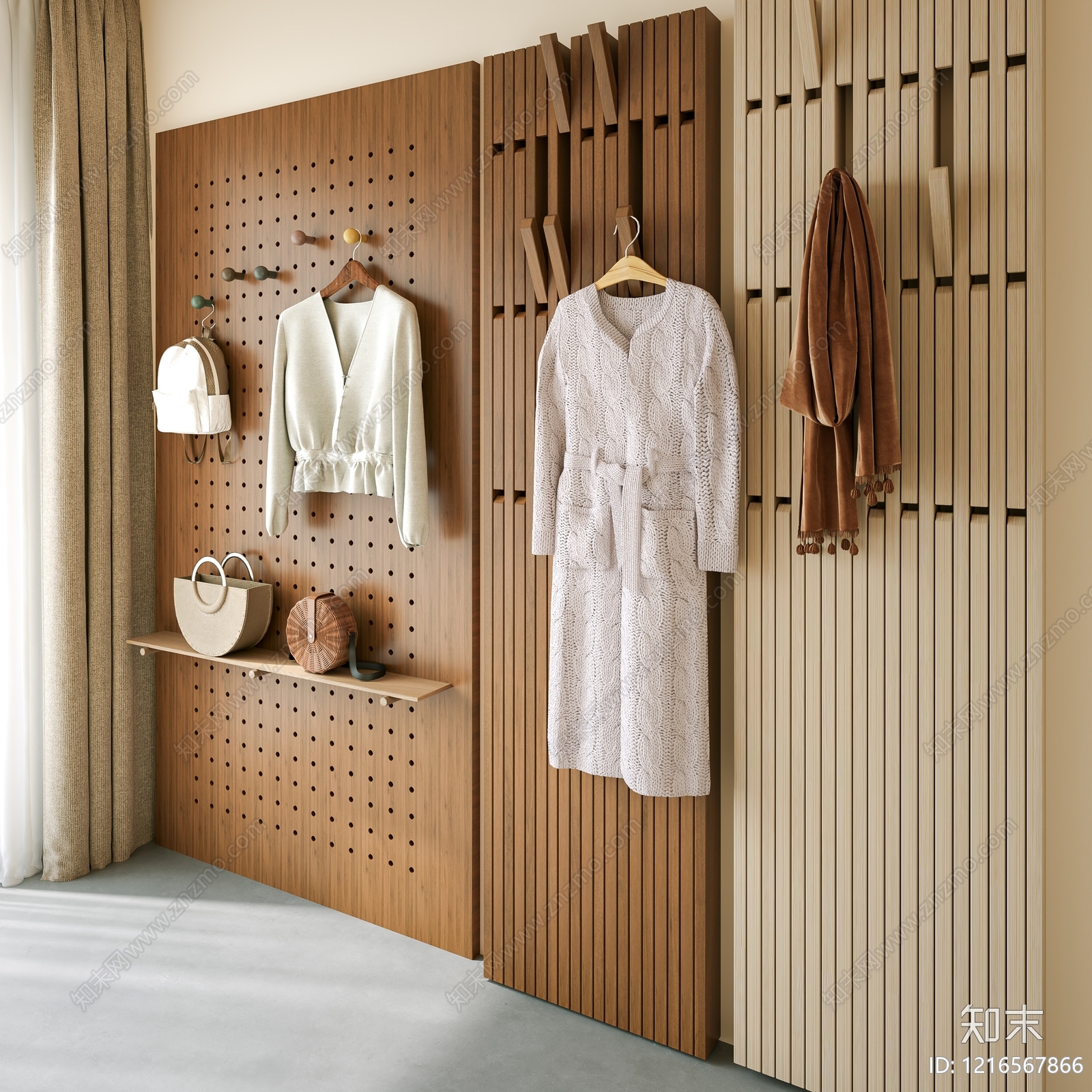 原木风挂钩SU模型下载【ID:1216567866】