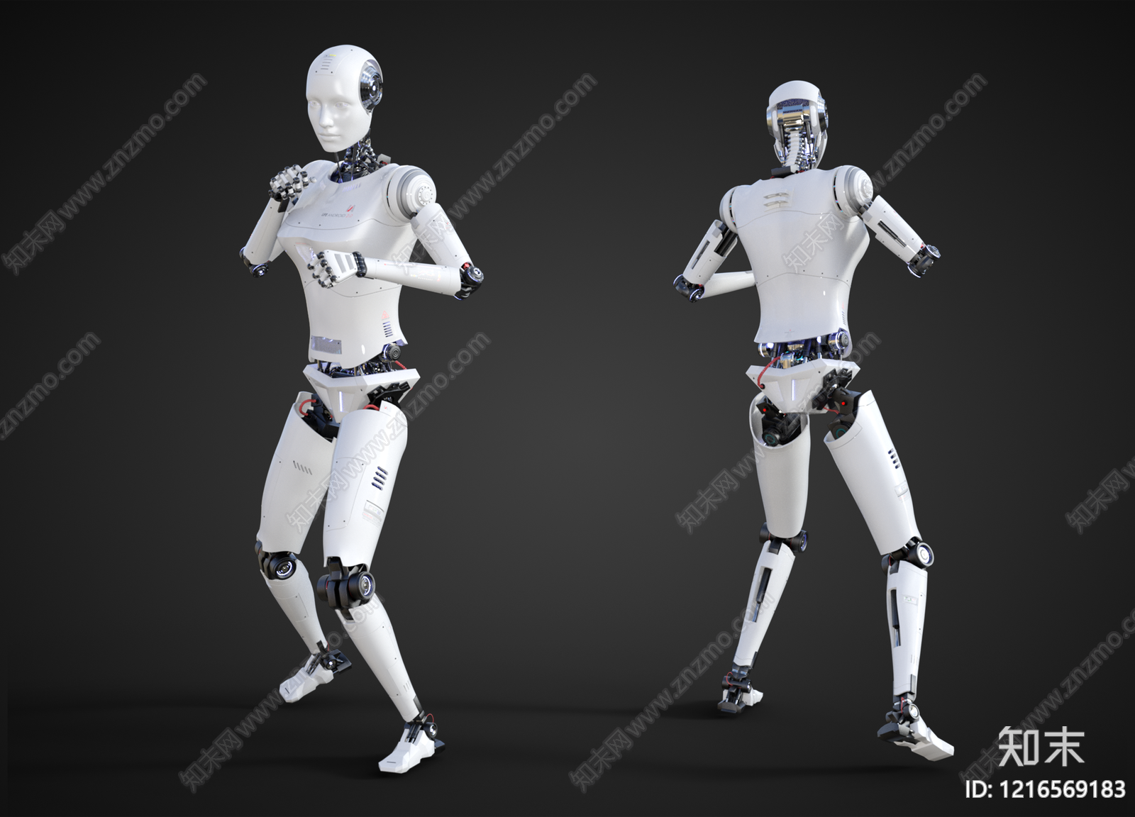 极简主义智能导购机器人3D模型渲染效果图