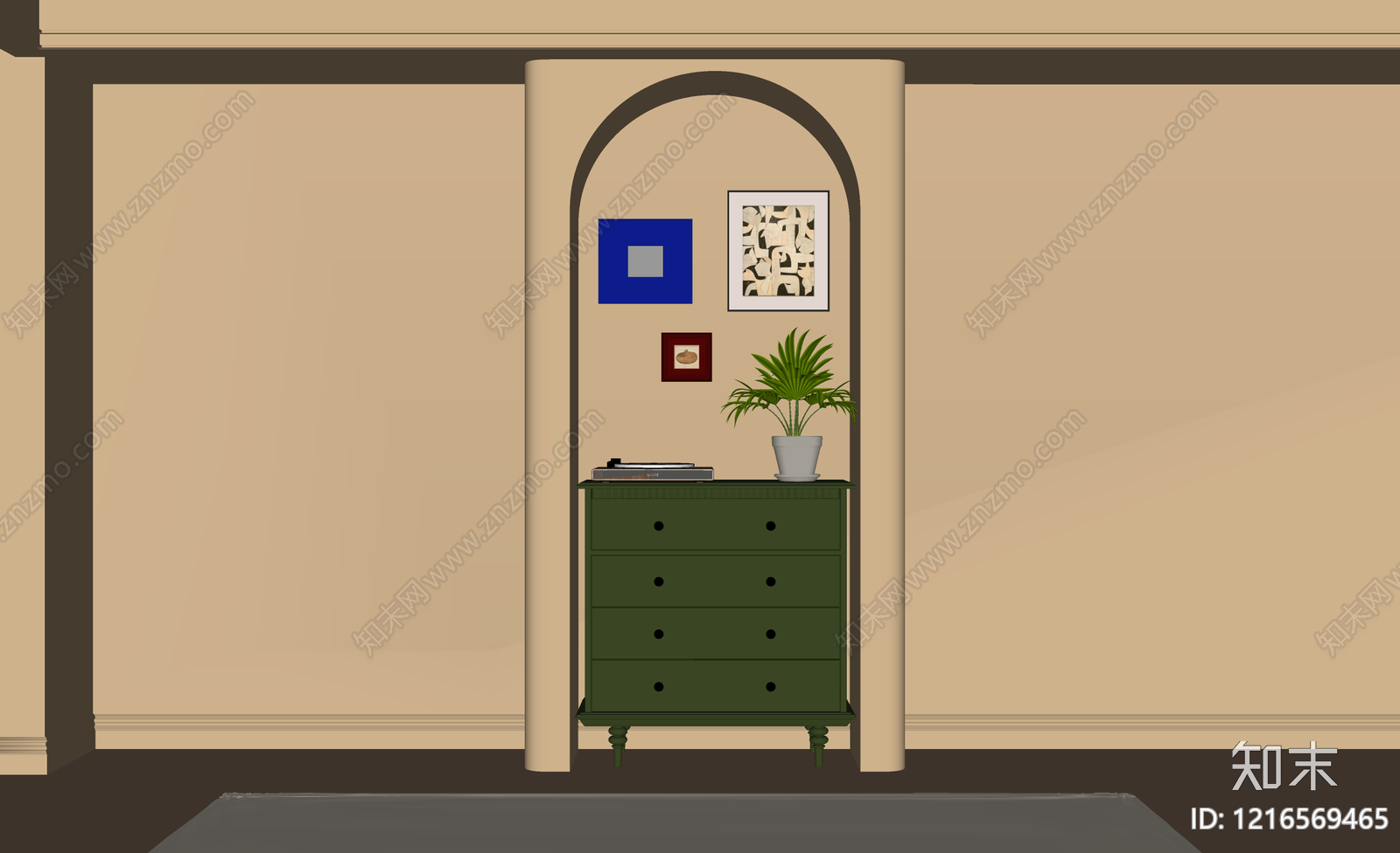 法式玄关柜SU模型下载【ID:1216569465】