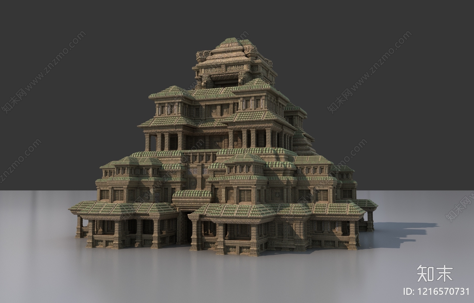 印度教寺庙风格古建3D模型下载【ID:1216570731】