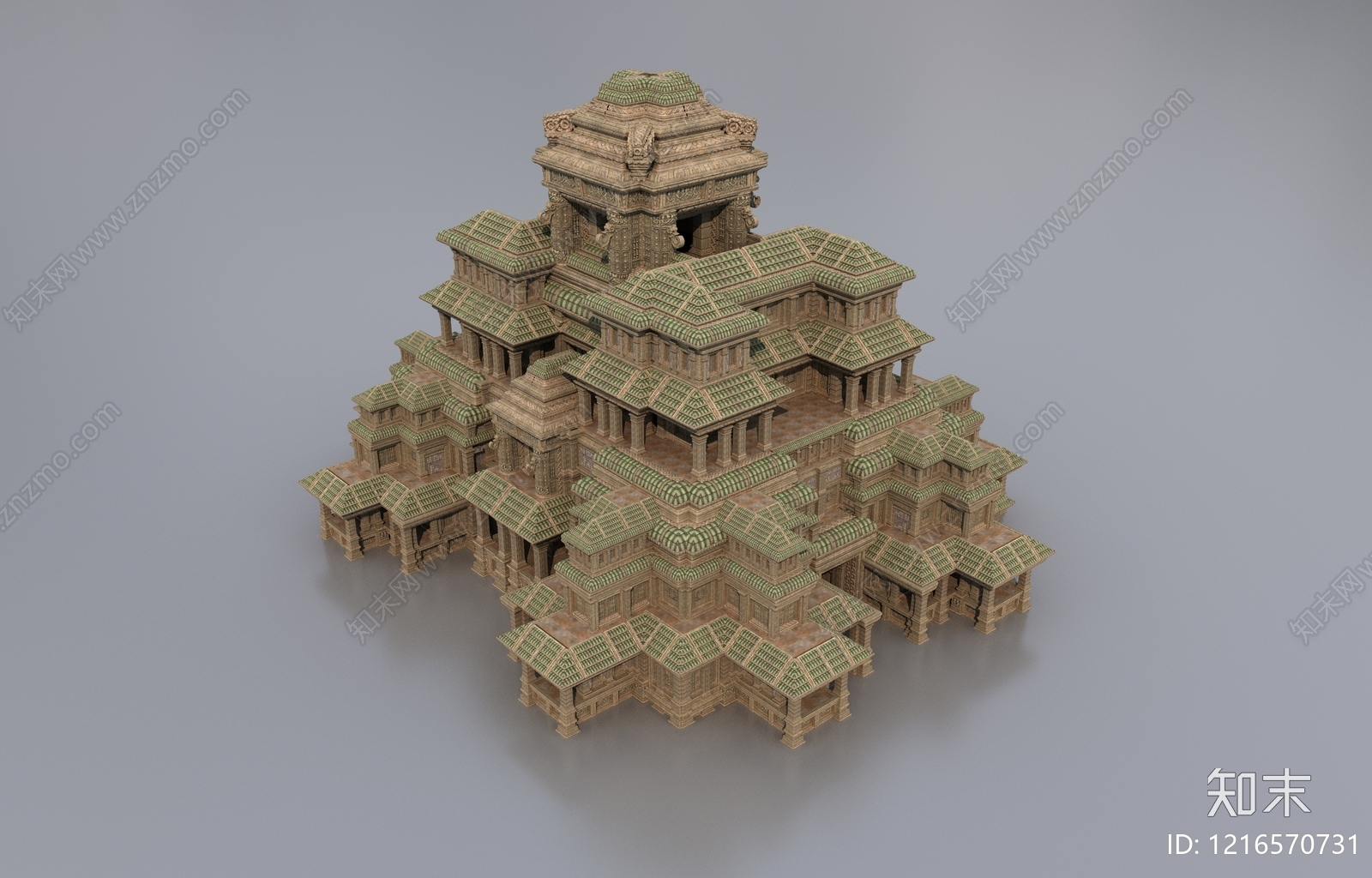 印度教寺庙风格古建3D模型下载【ID:1216570731】