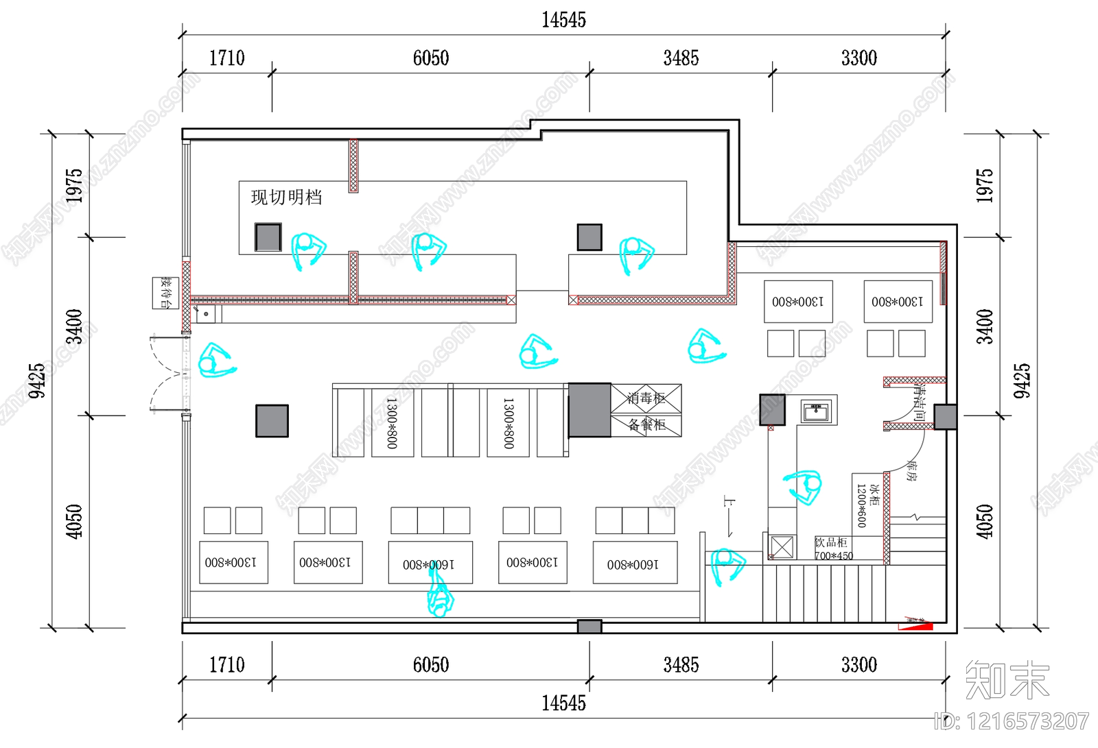 工业现代烧烤店施工图下载【ID:1216573207】